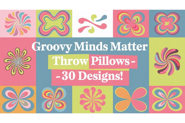 Retro Mental Health Throw Pillow - Groovy Self-Care Vibes