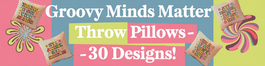 Retro Mental Health Throw Pillow - Groovy Self-Care Vibes - MySisterIsASurvivor