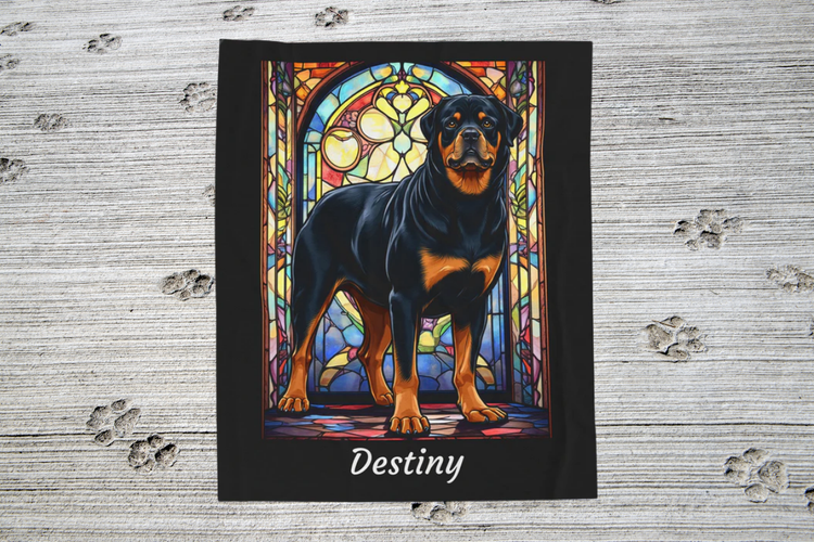 Starlight Tails: Personalized Stained Glass Dog Blankets