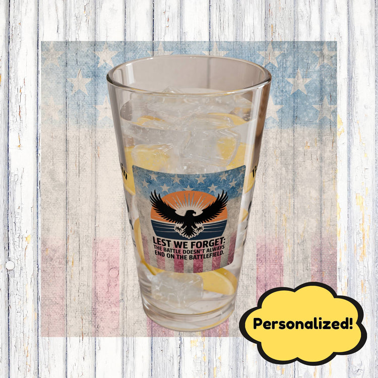 Hope, Honor & Healing: Personalized PTSD Awareness & Military Tribute Pint Glasses
