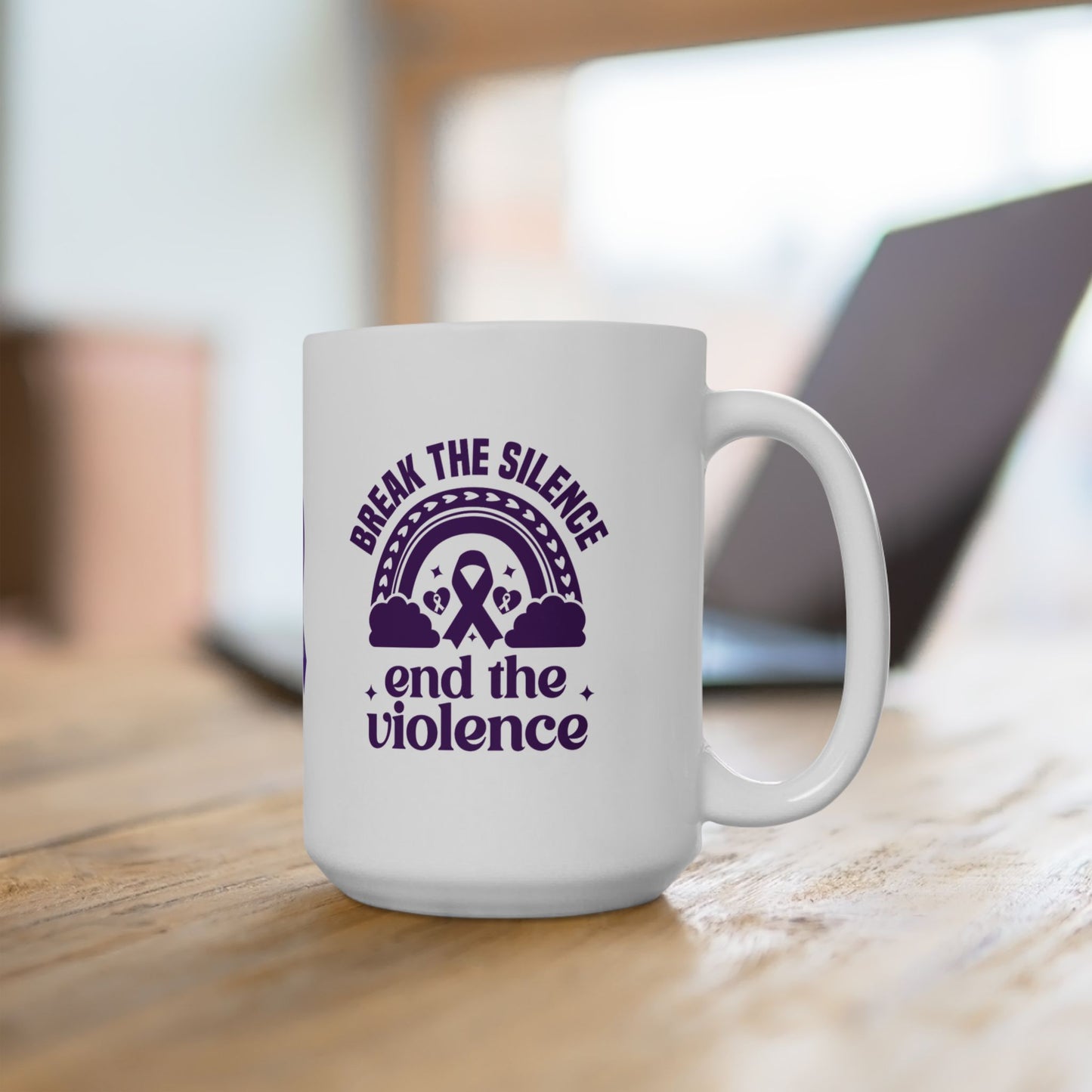 Break the Silence, End the Violence Ceramic Mug - Domestic Violence Awareness