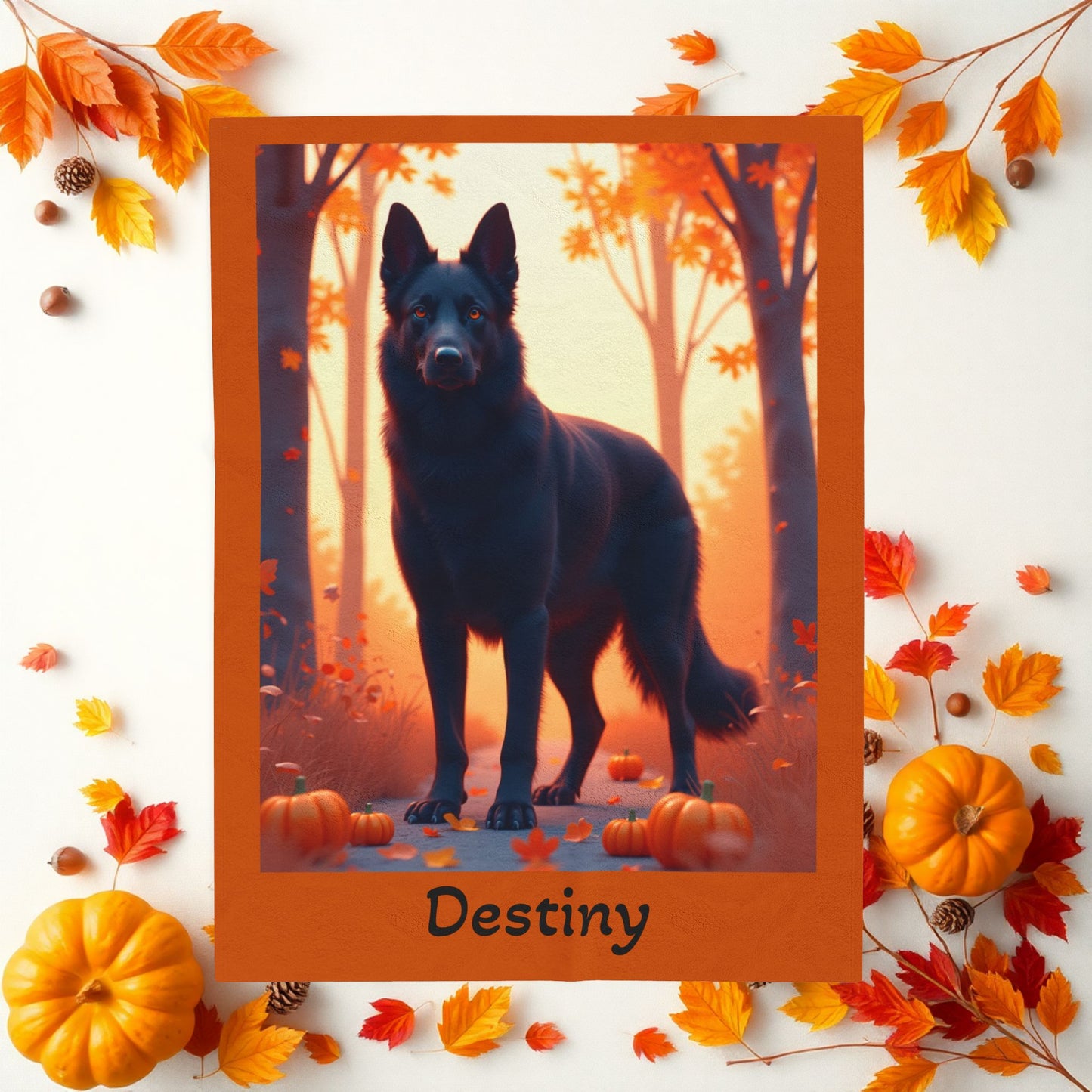 German Shepherd Black Coat Velveteen Blanket, Custom Plush Dog Throw, Personalized GSD Gift