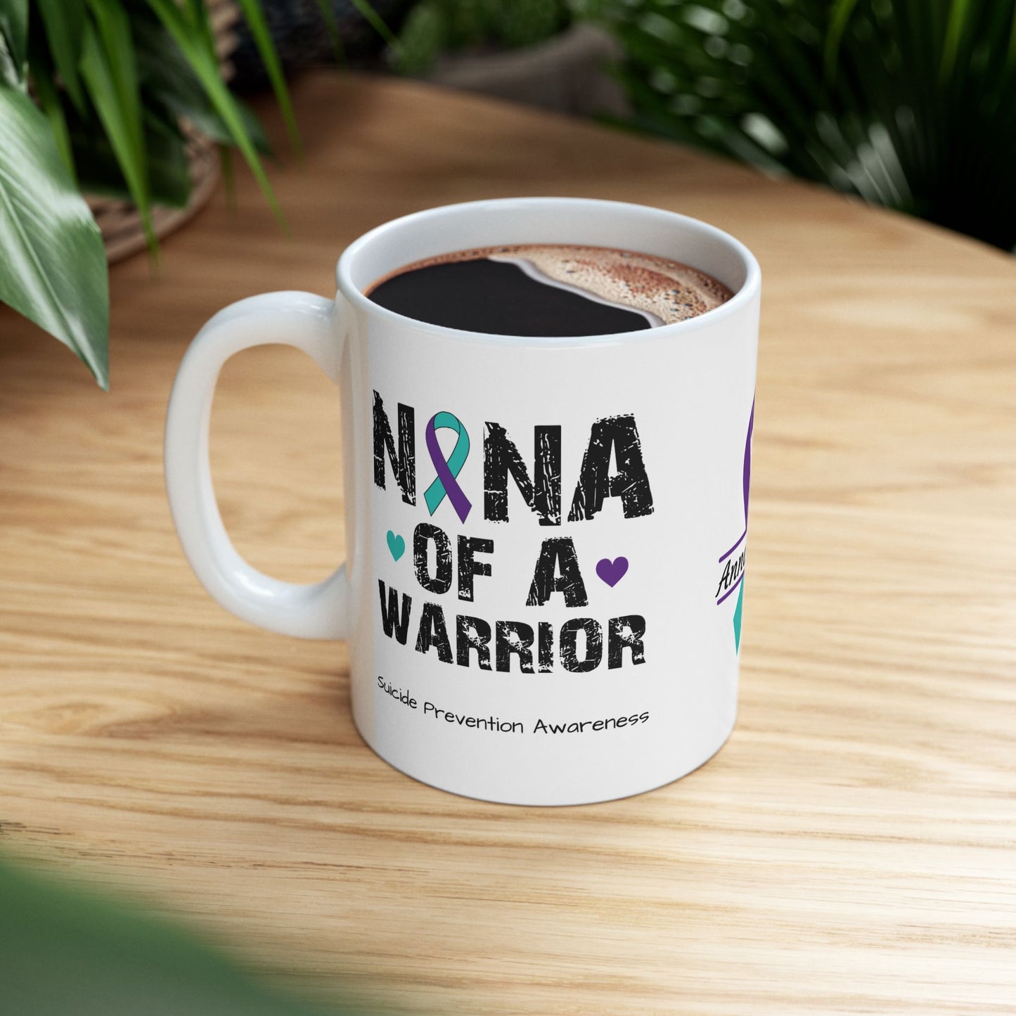 Nana of a Warrior mug - personalized suicide prevention and mental health encouragement gift