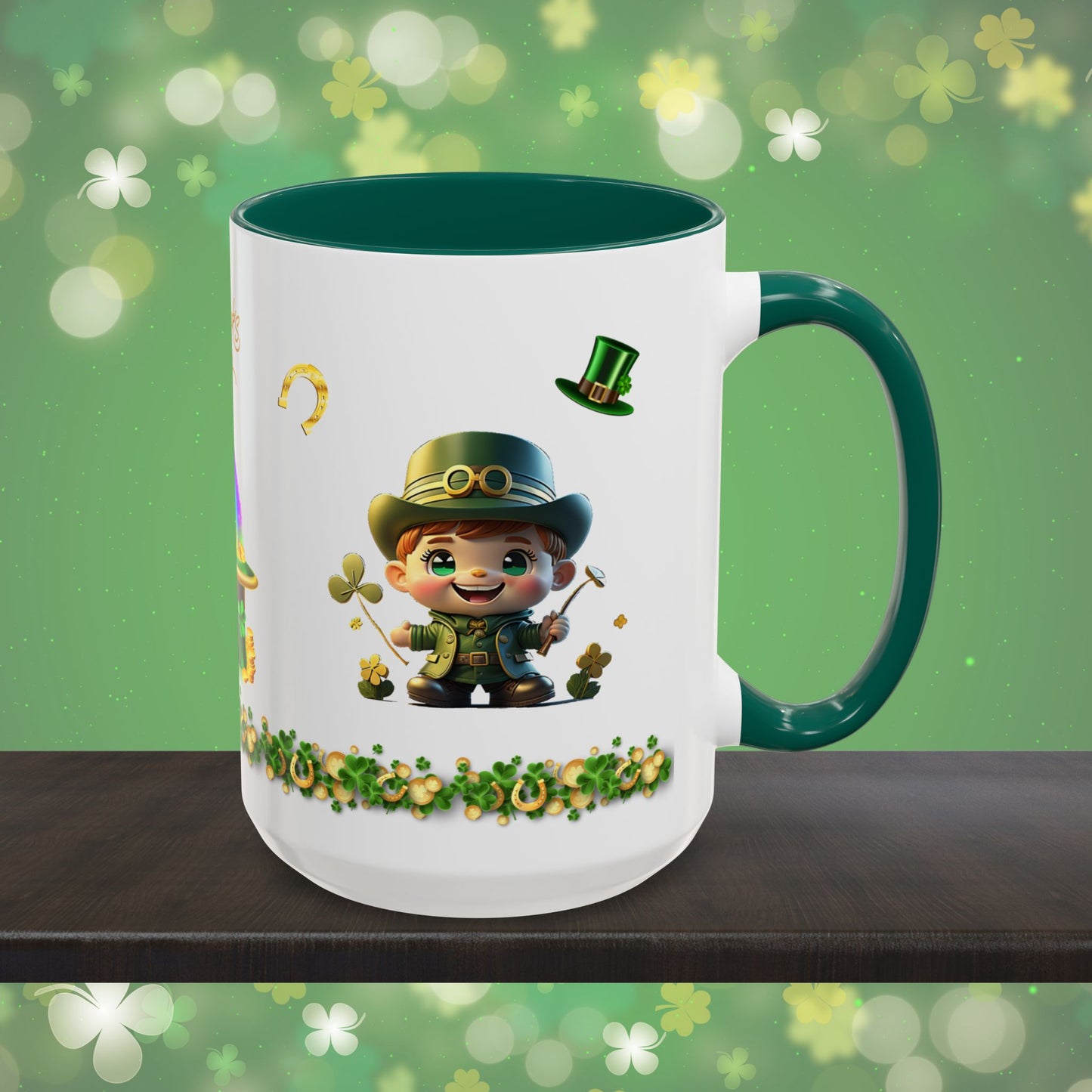 Leprechaun Laughter Logic: St. Patrick's Day Two-Tone Coffee Mug - Festive Ceramic Mug for Positivity & Mindfulness