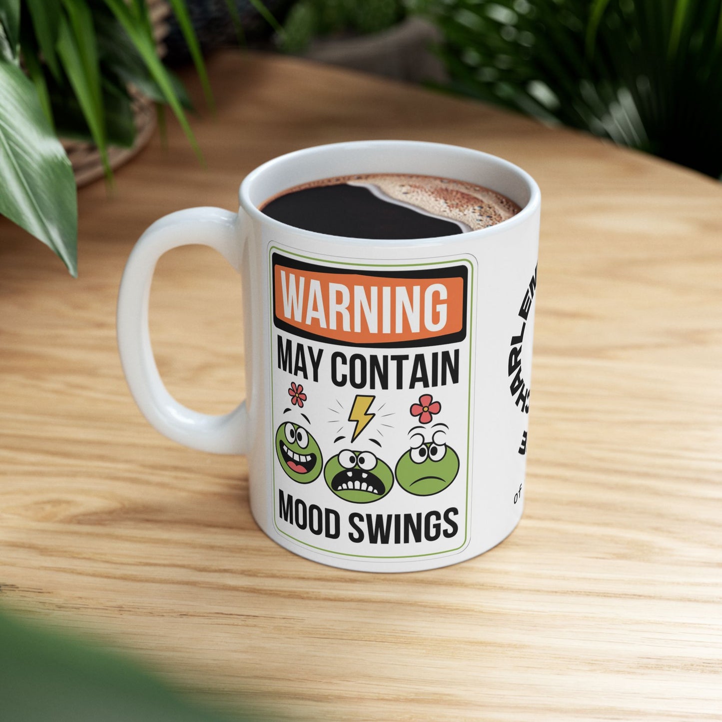 Warning May Contain Mood Swings Funny Mental Health Mug, Stylish Ceramic Coffee Cup, Positive Affirmation Gift, Anxiety Relief, Self-Care Mug, Therapist Office Décor