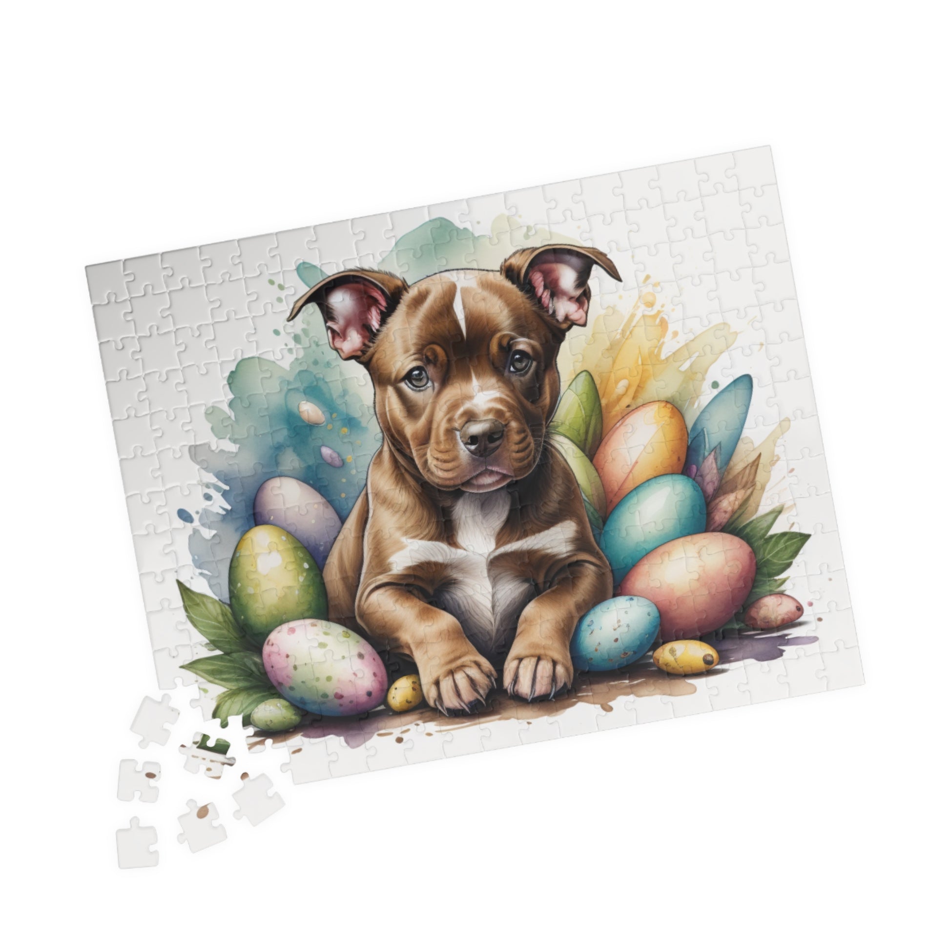 Pitbull (Brown) Easter Puppy Puzzle - Dog Lovers, Mental Health Benefits, Holiday Fun, Mindfulness, Stress Relief, Festive Gift
