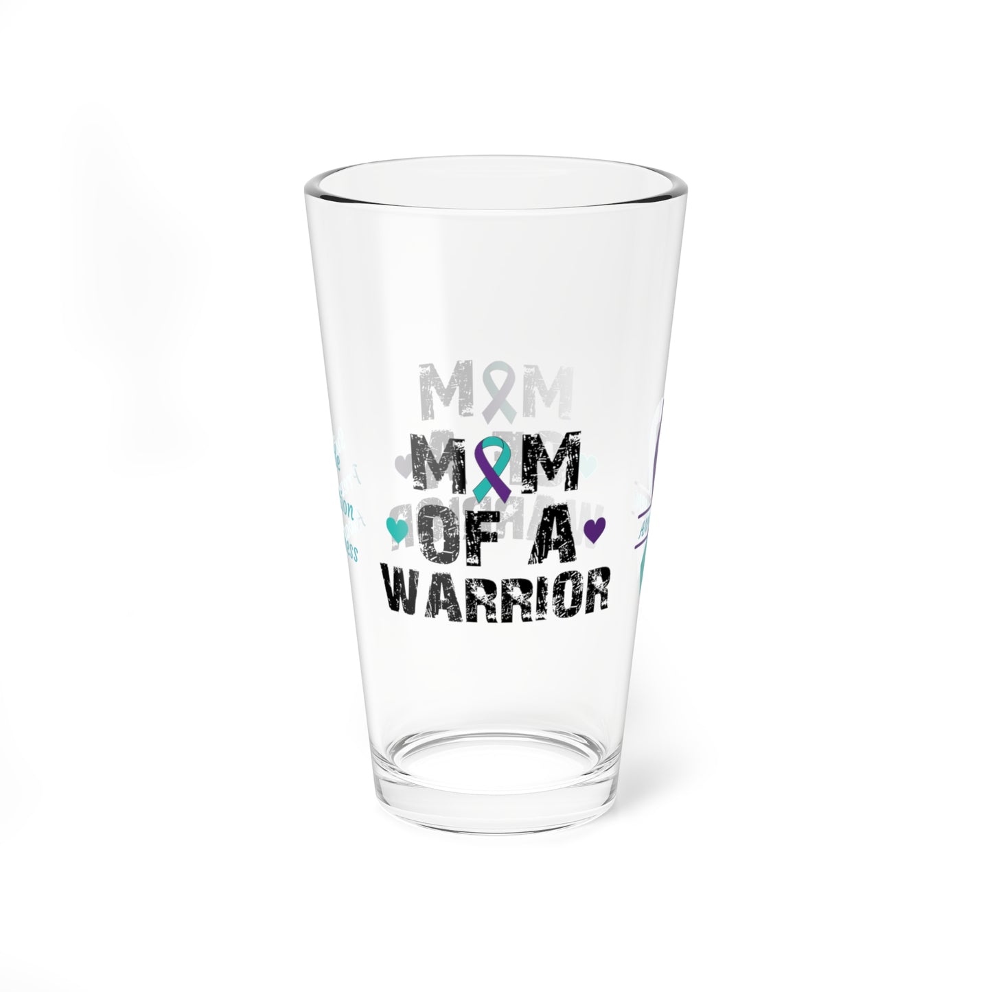 Mom of a Warrior: Personalized Suicide Prevention Awareness Warrior Pint Glass - Proud Family Member