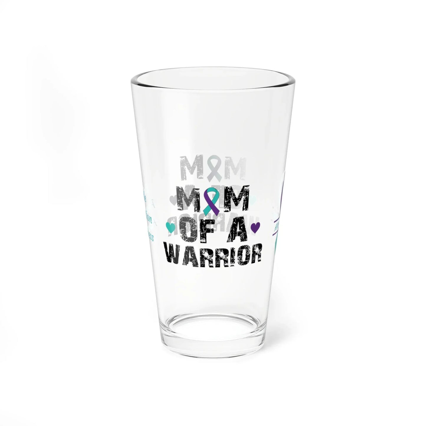 Shop our premium mom of a warrior suicide prevention awareness pint glass 16oz from MySisterIsASurvivor.