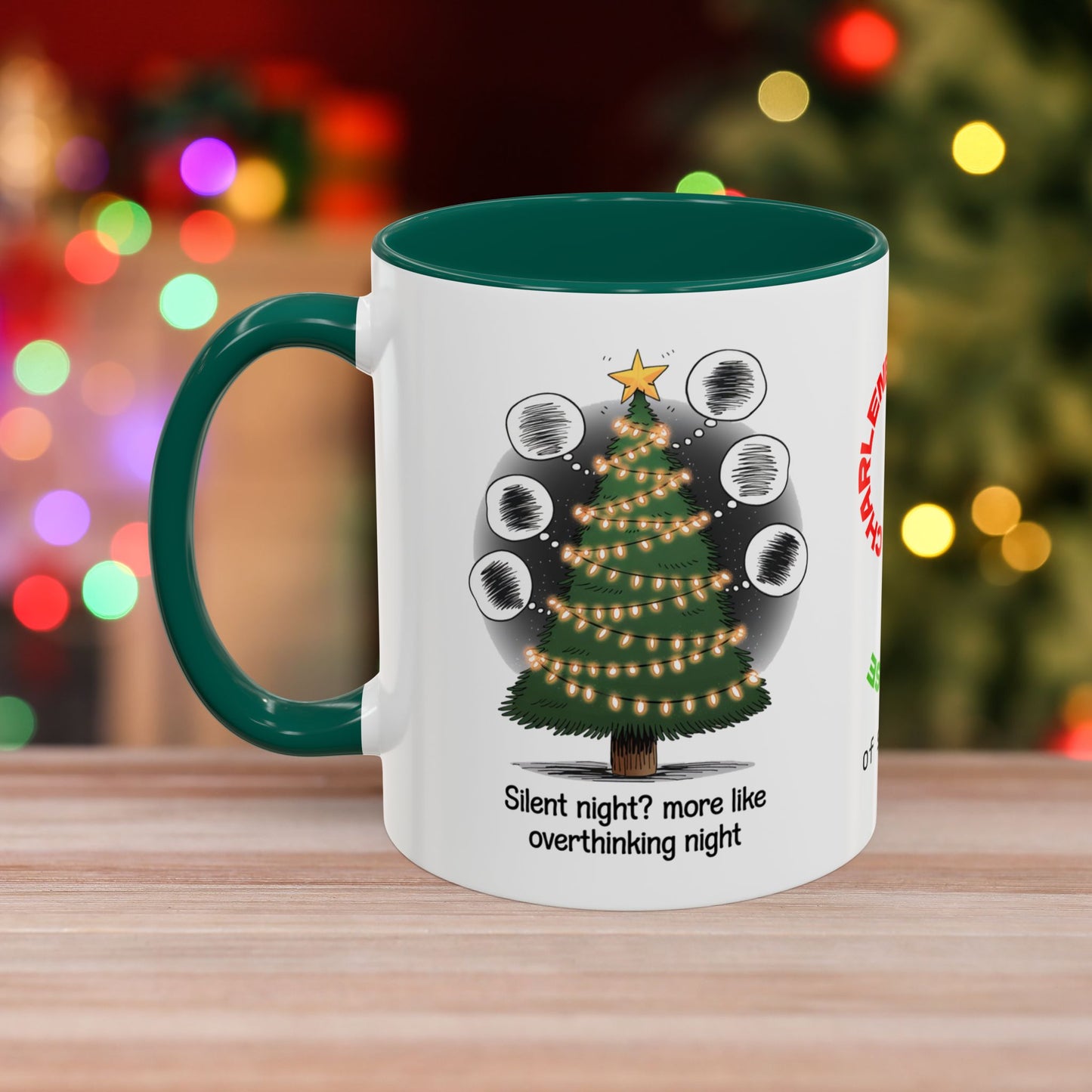 Silent Night? More Like Overthinking Night – Christmas Mug with Mental Health Design and Accent Color
