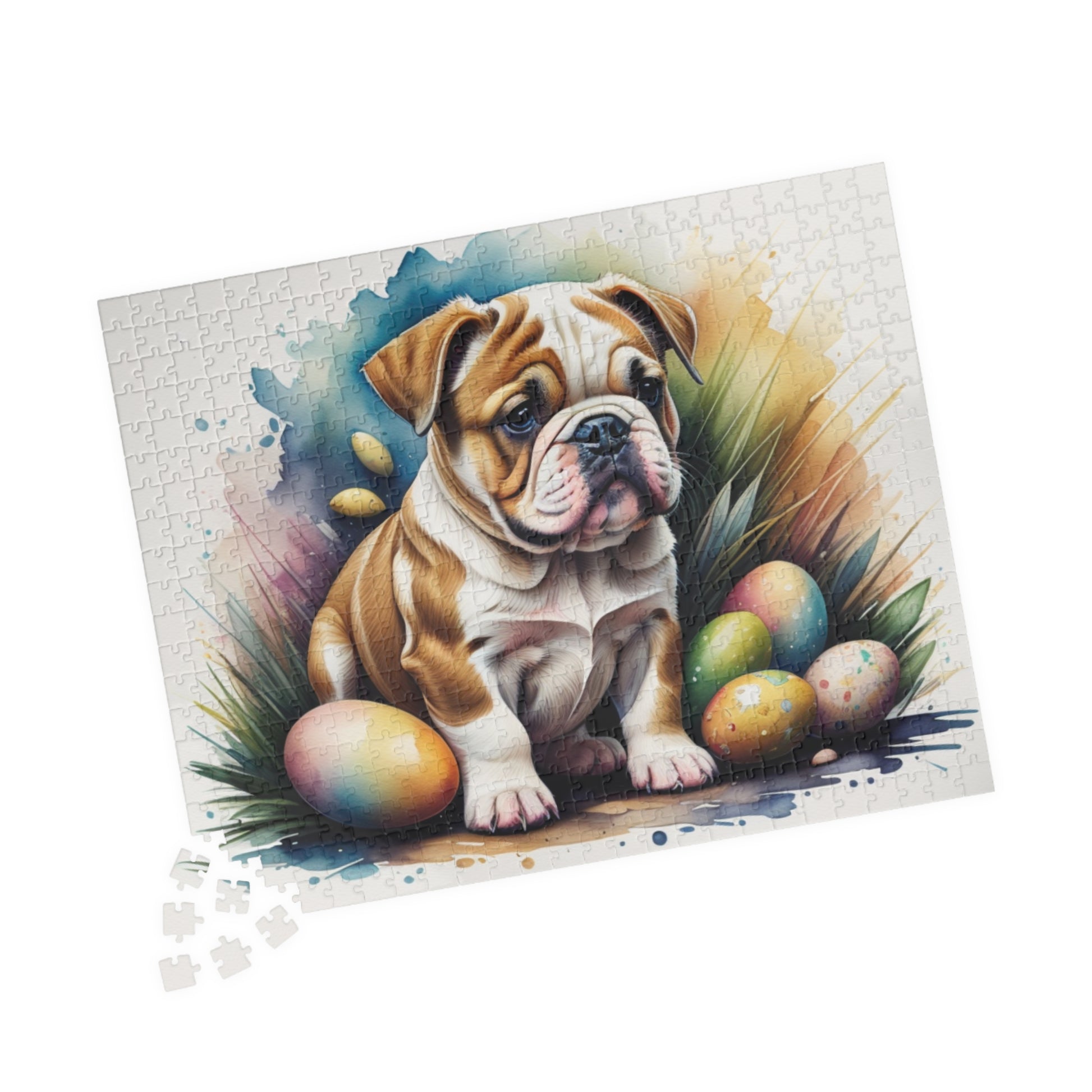Bulldog Easter Puppy Puzzle - Dog Lovers, Mental Health Benefits, Holiday Fun, Mindfulness, Stress Relief, Festive Gift