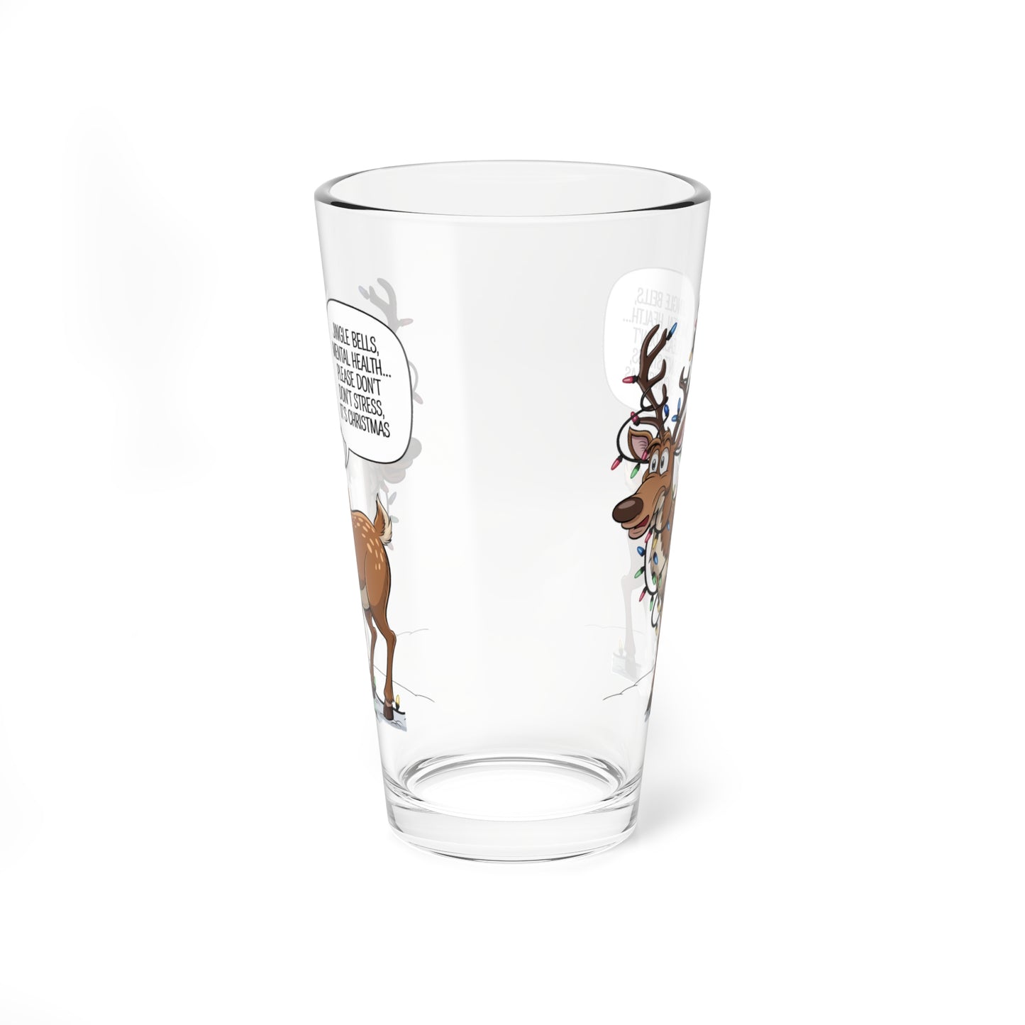 Jingle Bells, Mental Health..., Christmas Pint Glass, 16oz