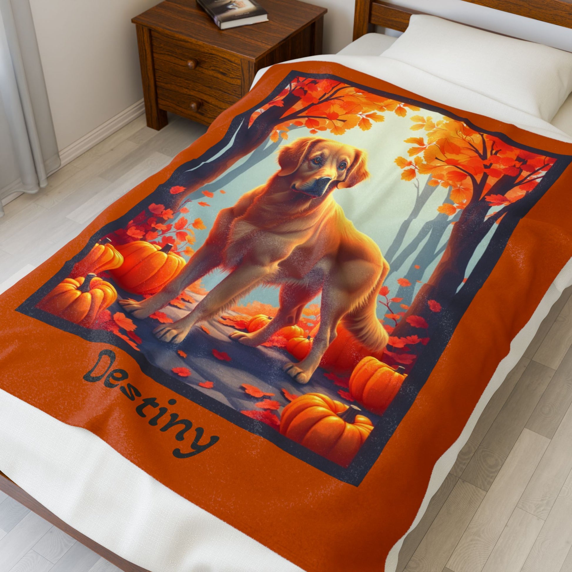 Golden Retriever Velveteen Plush Blanket, Personalized Dog Throw for Retriever Owners