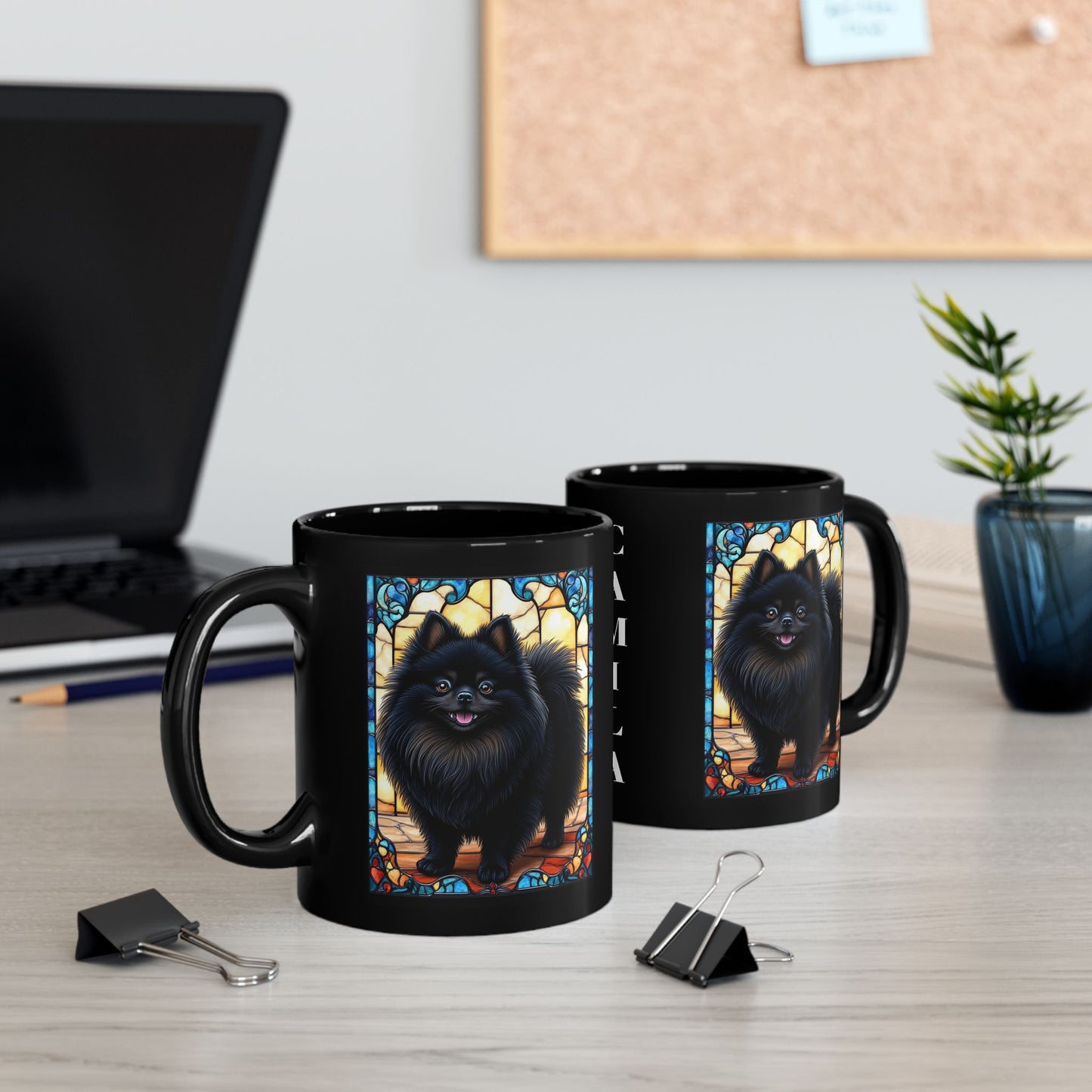 Black Pomeranian personalized dog lover coffee mug