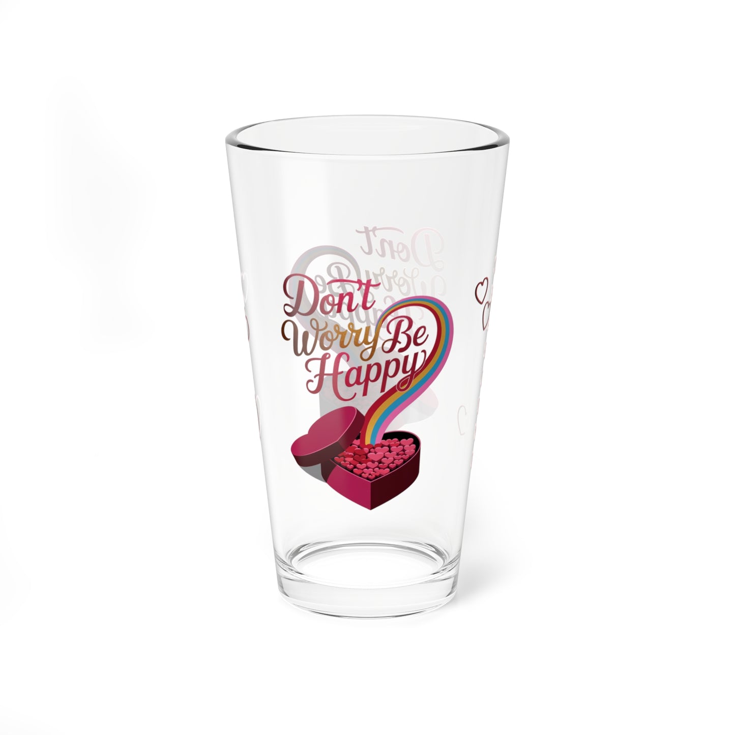 Don't Worry Be Happy: Personalized Valentine's Day Affirmation Pint Glass – Valentine's Day Self-Care Gift, Mindful Positivity Drinkware