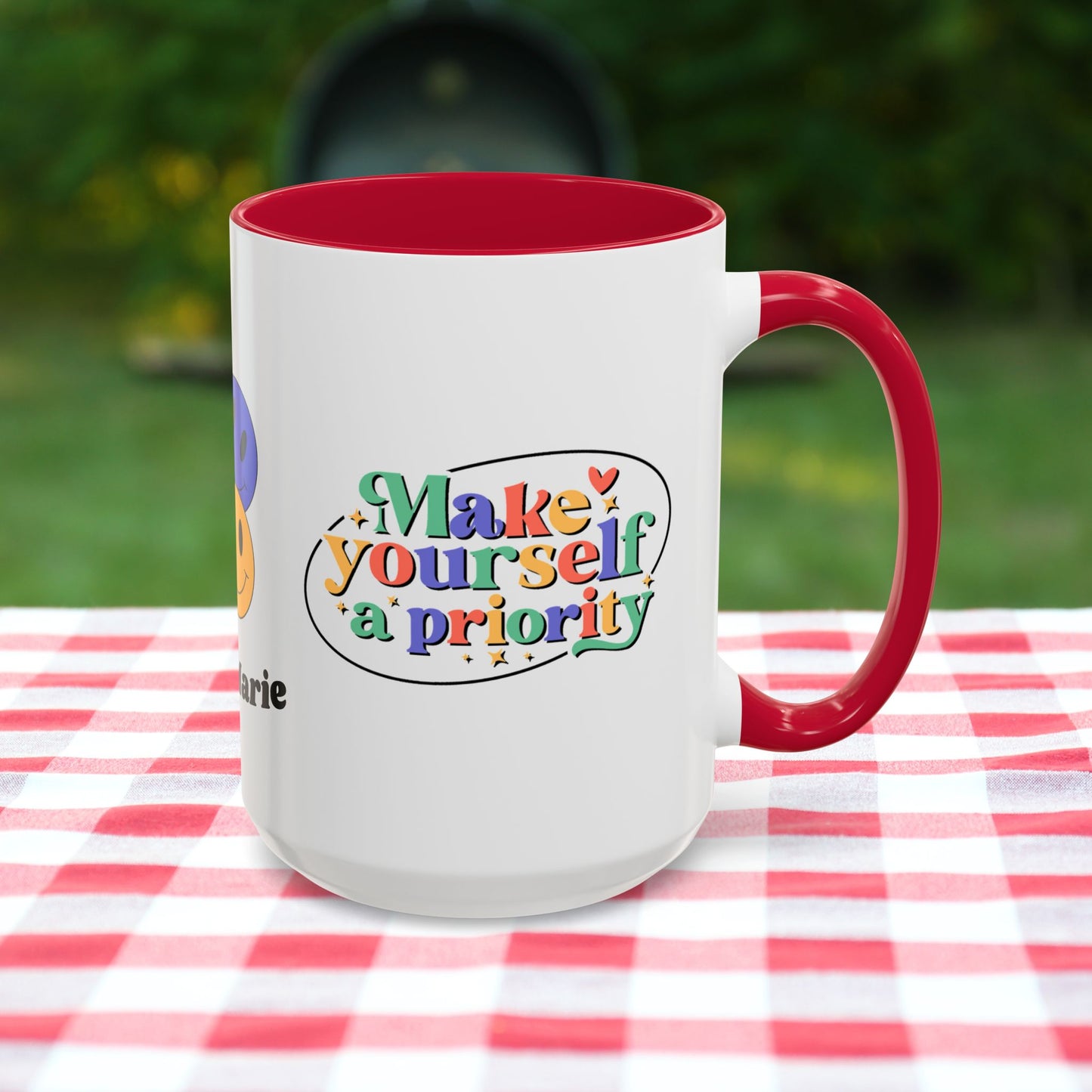 Make Yourself a Priority - Personalized Retro Self-Care Affirmation Mug for Mental Health Wellness