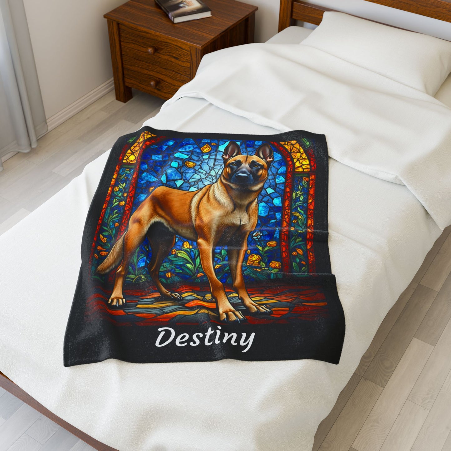 Belgian Malinois Fawn Coat Velveteen Blanket, Artistic Dog Throw, Custom Gift for Dog Owners