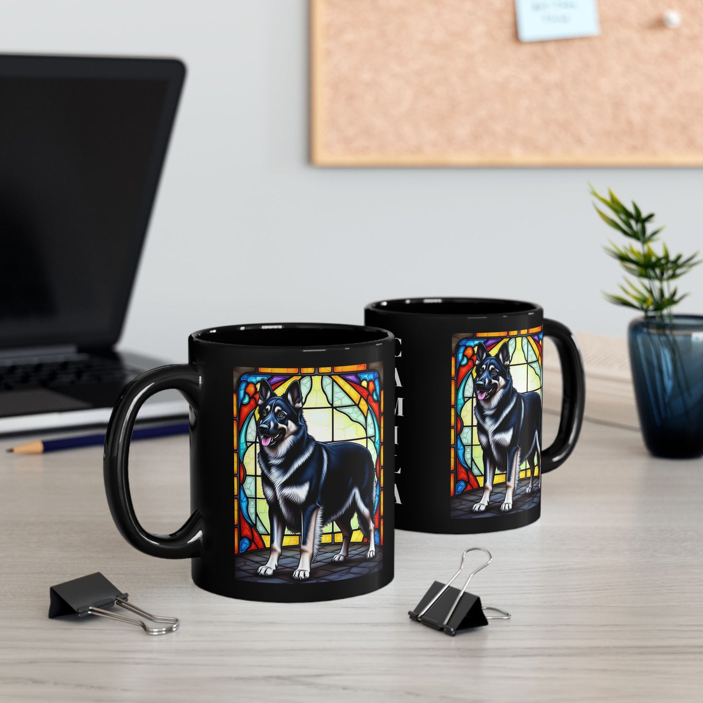 German Shepherd (Black & Silver Blanket) Personalized Mug, Pet Lover Mug, Dog Coffee Mug, Custom Name Mug, Dog Lover Gift, Dog-Themed Mug
