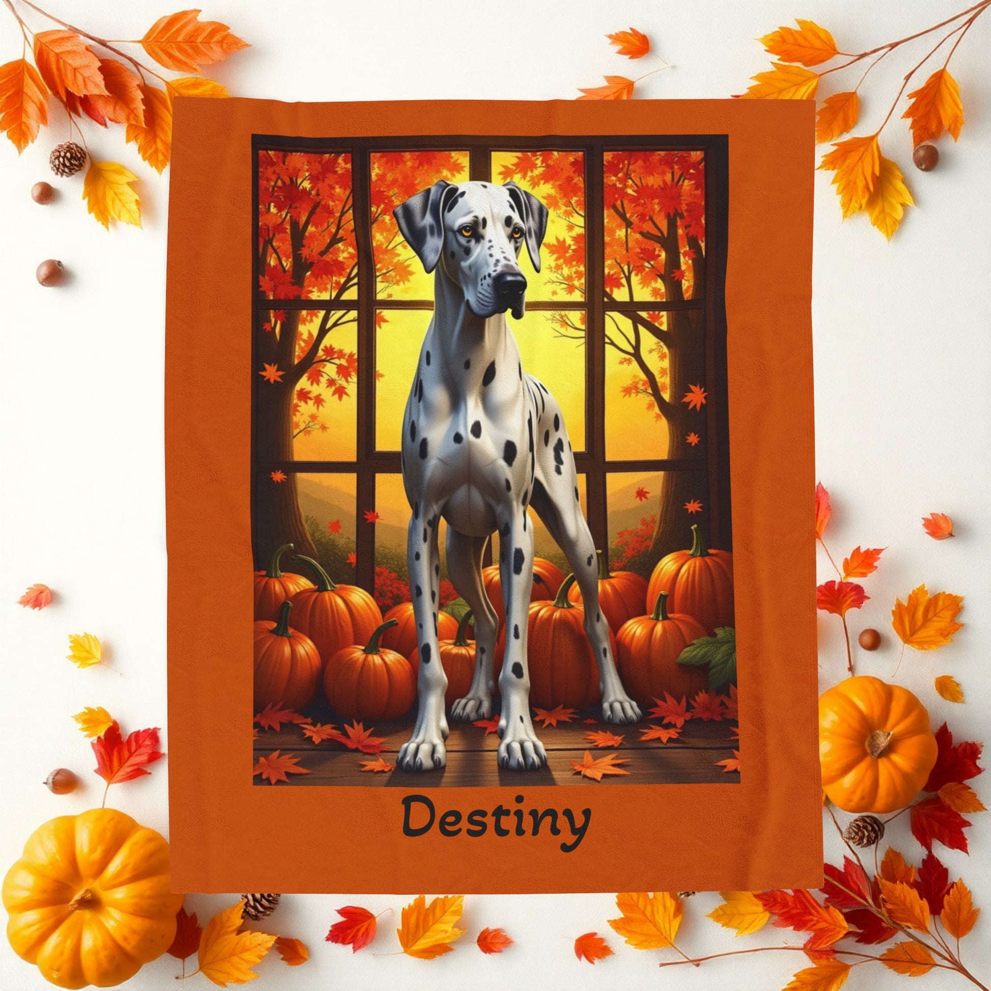 Great Dane Harlequin Coat Velveteen Plush Blanket, Soft Plush Dog Throw, Gentle Giant Fans