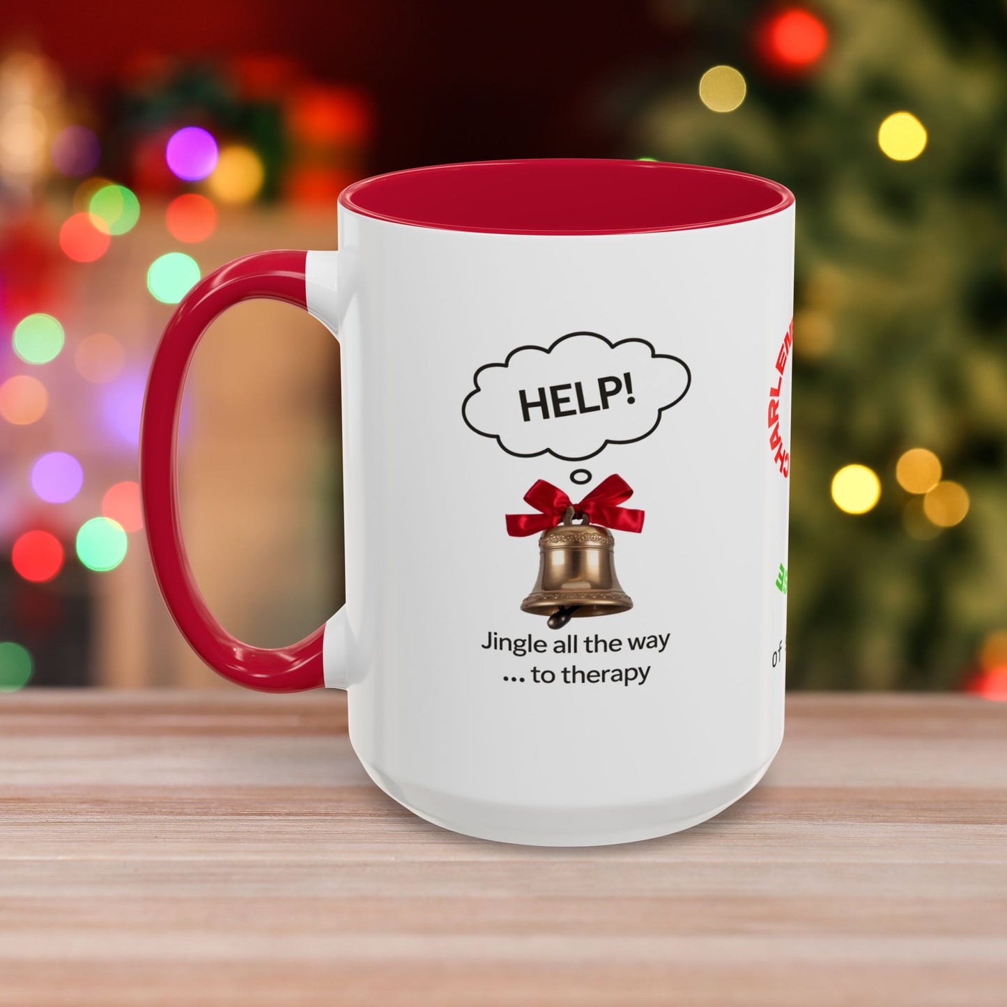Jingle All The Way... To Therapy – Funny Christmas Mug with Colorful Design and Accent Color