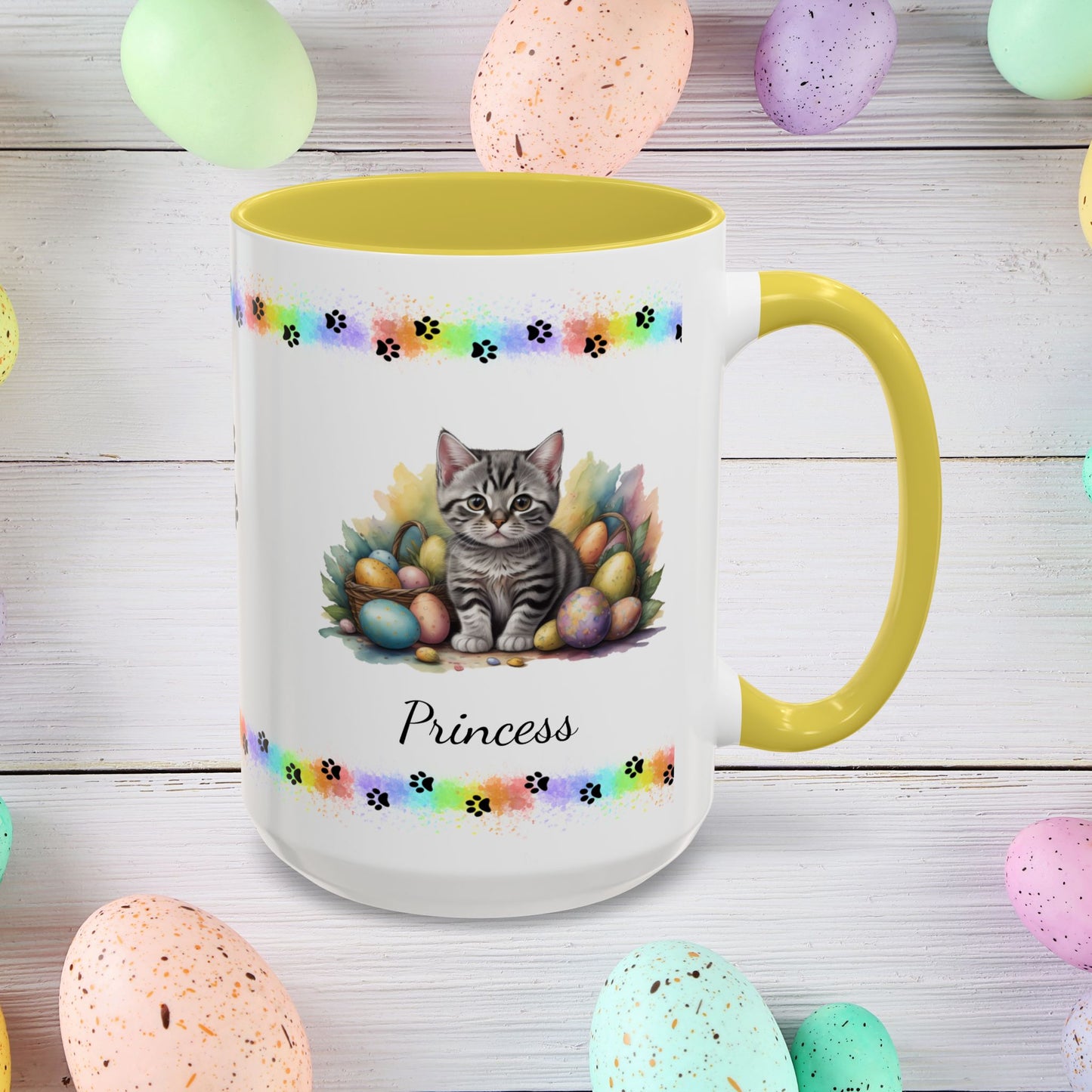 American Shorthair Easter kitten coffee mug, personalized cute cat gift for mental health support, cozy drinkware