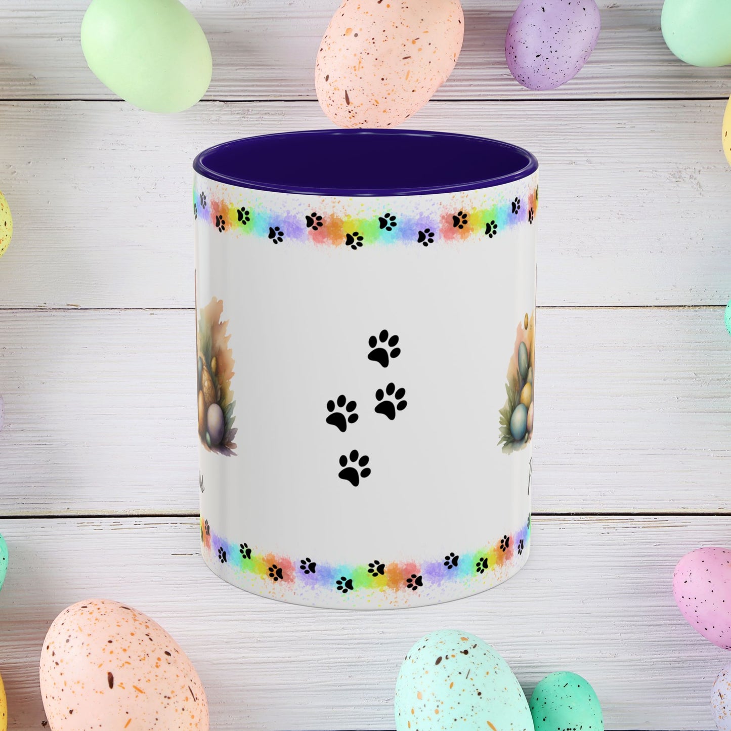 Bobtail cute kitten Easter coffee mug, personalized gift for cat lovers, mental health awareness and home use