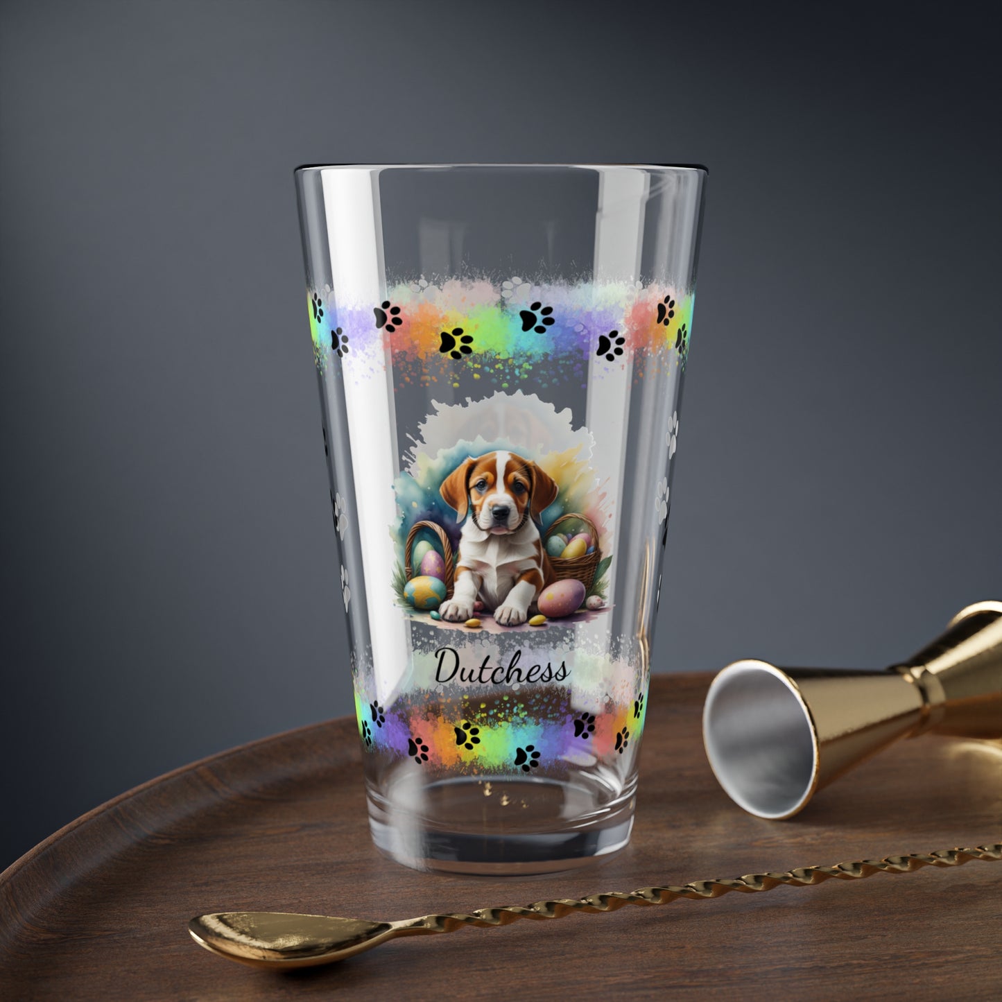American Foxhound Personalized Easter Puppy 16oz Pint Glass - Custom Dog Design, Mental Health Gift, Easter Décor, and Festive Celebrations