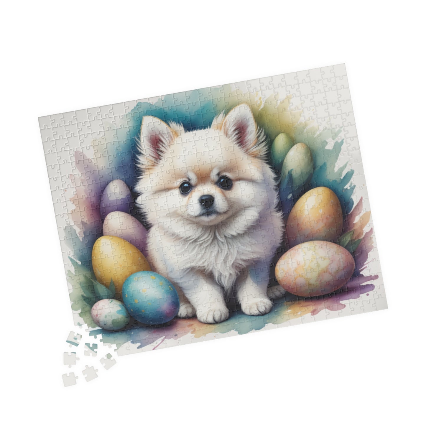 Pomeranian (White) Easter Puppy Puzzle - Dog Lovers, Mental Health Benefits, Holiday Fun, Mindfulness, Stress Relief, Festive Gift