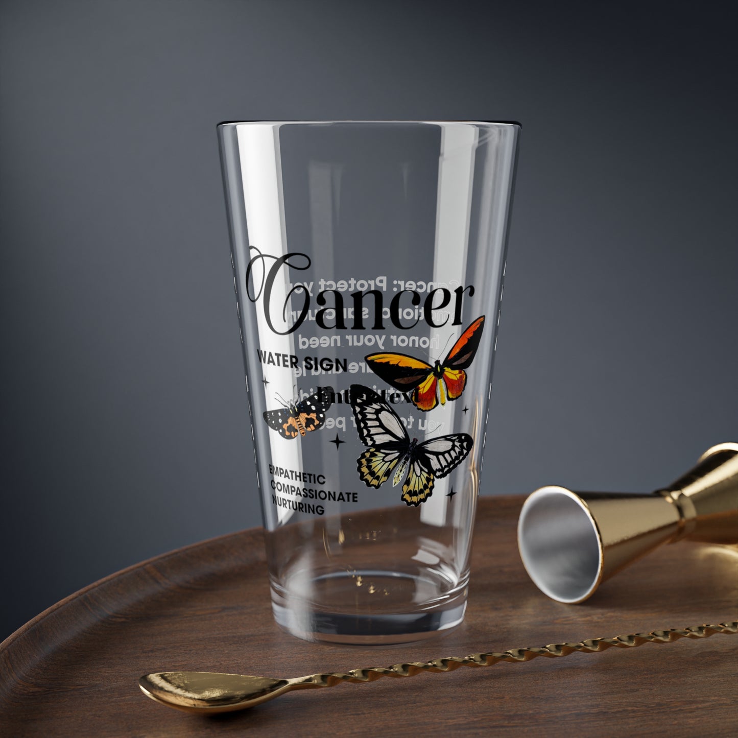 Cancer personalized zodiac pint glass, 16oz astrology star sign birthday drinkware gift