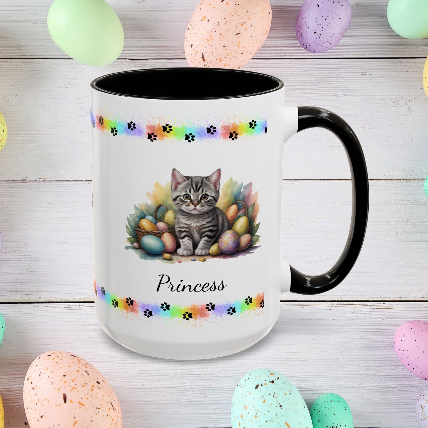 American Shorthair Easter kitten coffee mug, personalized cute cat gift for mental health support, cozy drinkware