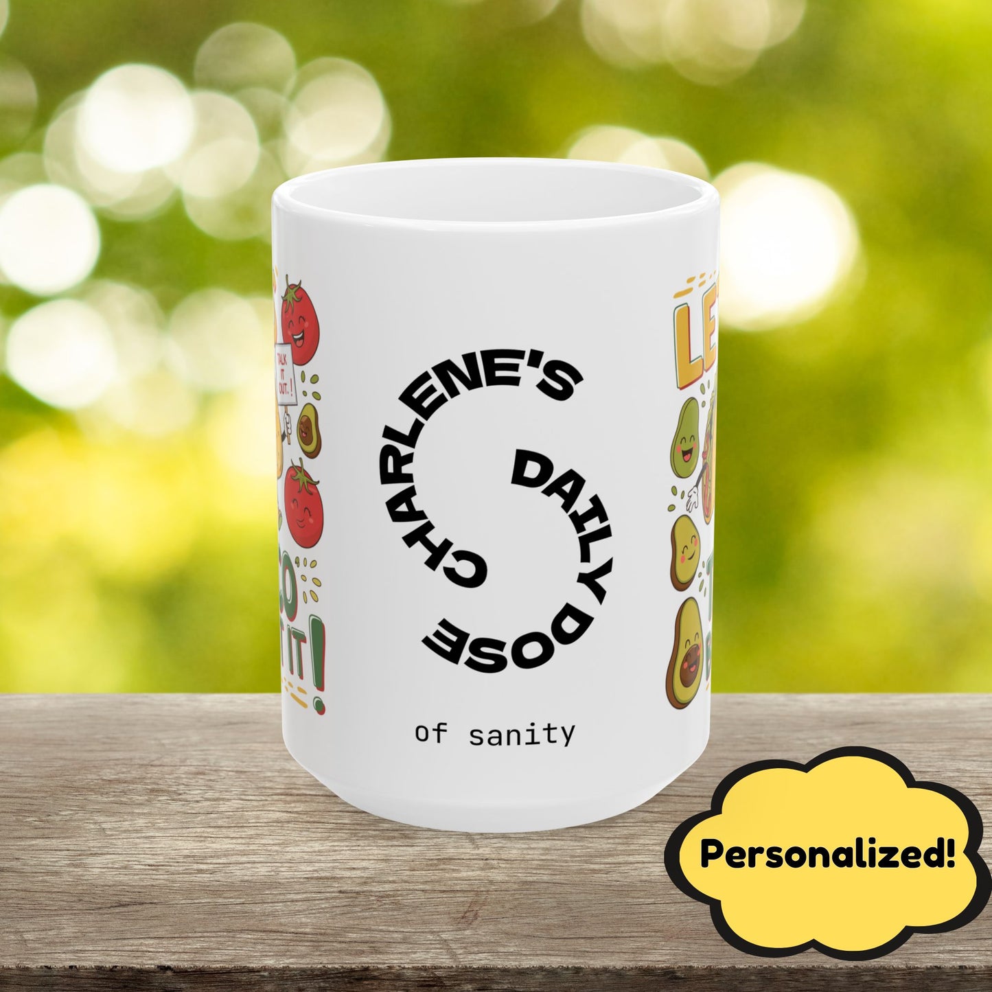Let's Taco Bout It Funny Mental Health Mug, Stylish Ceramic Coffee Cup, Positive Affirmation Gift, Anxiety Relief, Self-Care Mug, Therapist Office Décor