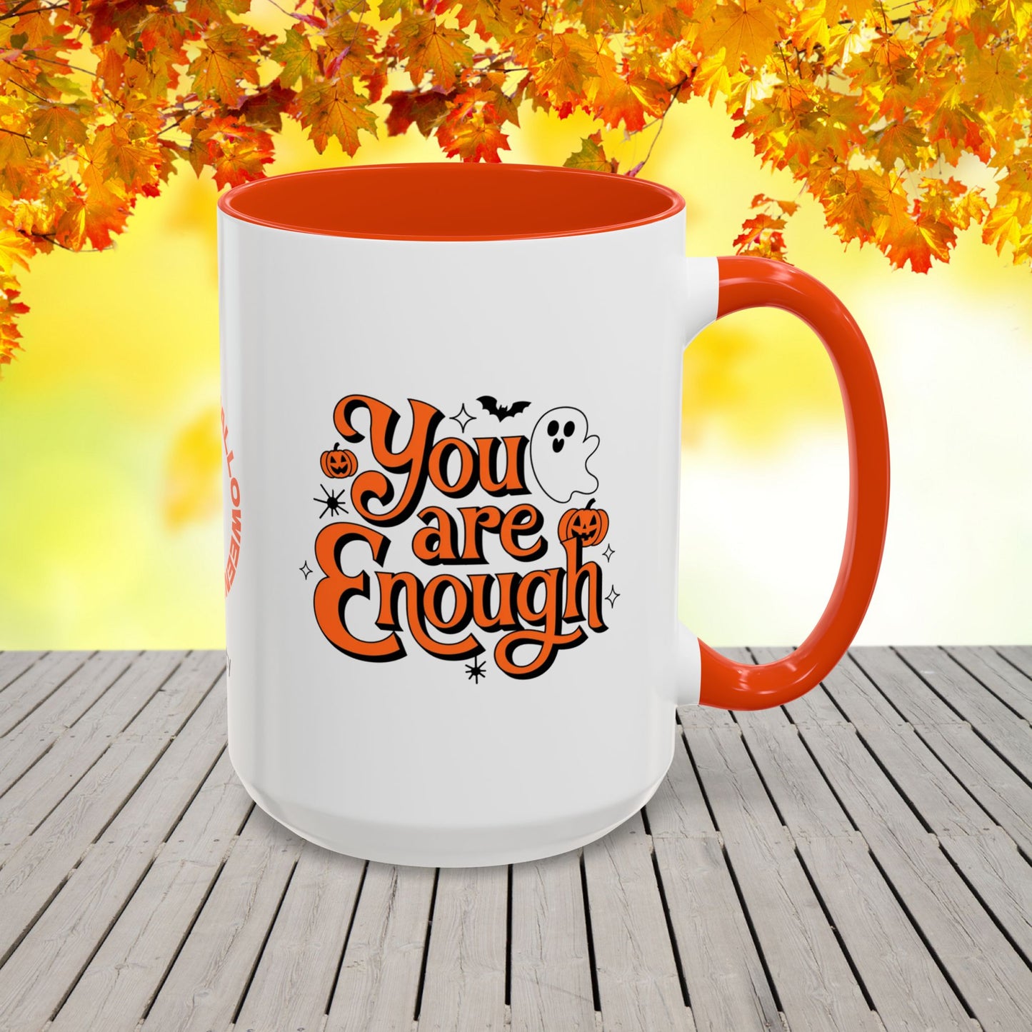 You Are Enough Halloween Mug -personalized Halloween coffee cup with name & positive message