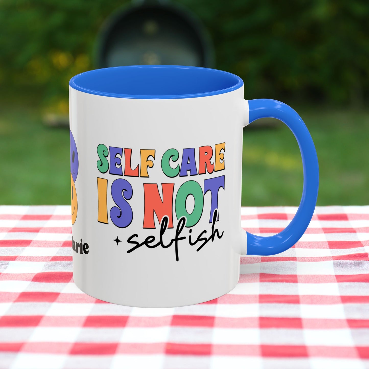 Self-Care is Not Selfish - Personalized Retro Empowering Mental Health Mug for Daily Wellness