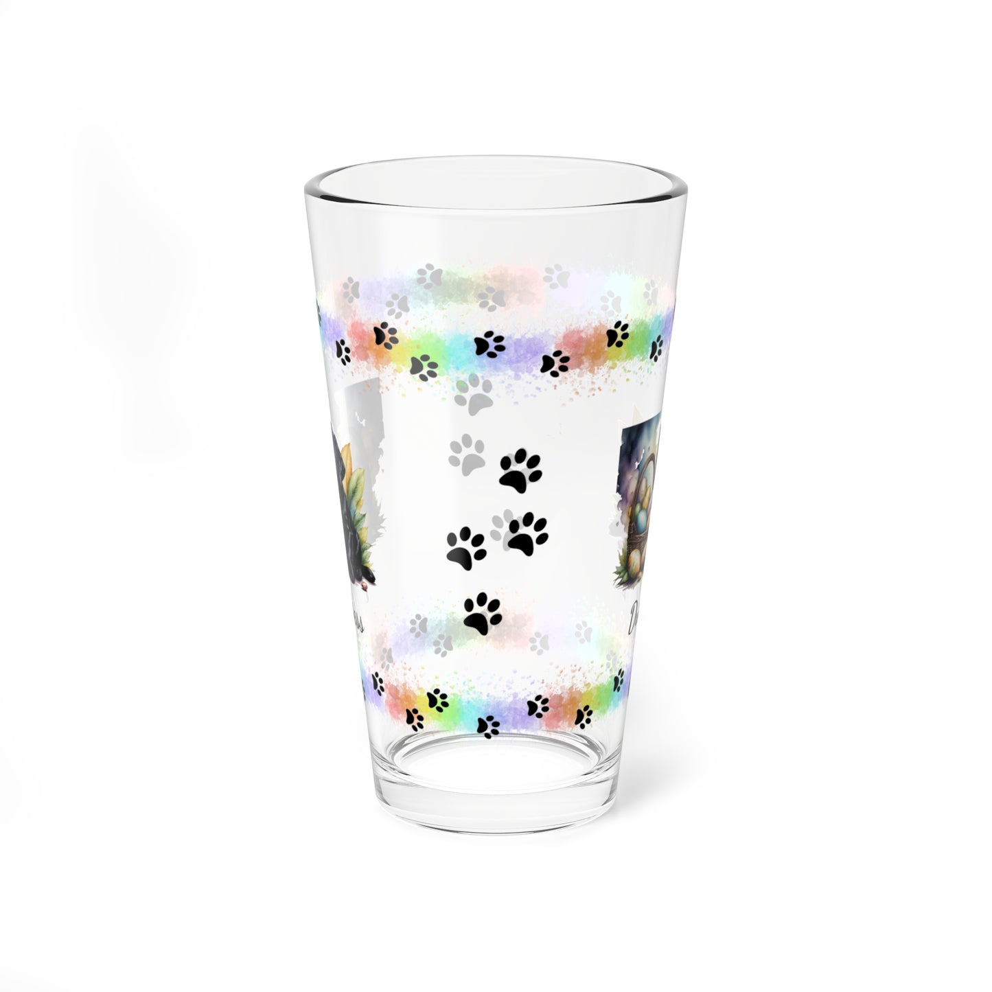 Black Labrador Personalized Easter Puppy 16oz Pint Glass - Custom Dog Design, Mental Health Gift, Easter Décor, and Festive Celebrations