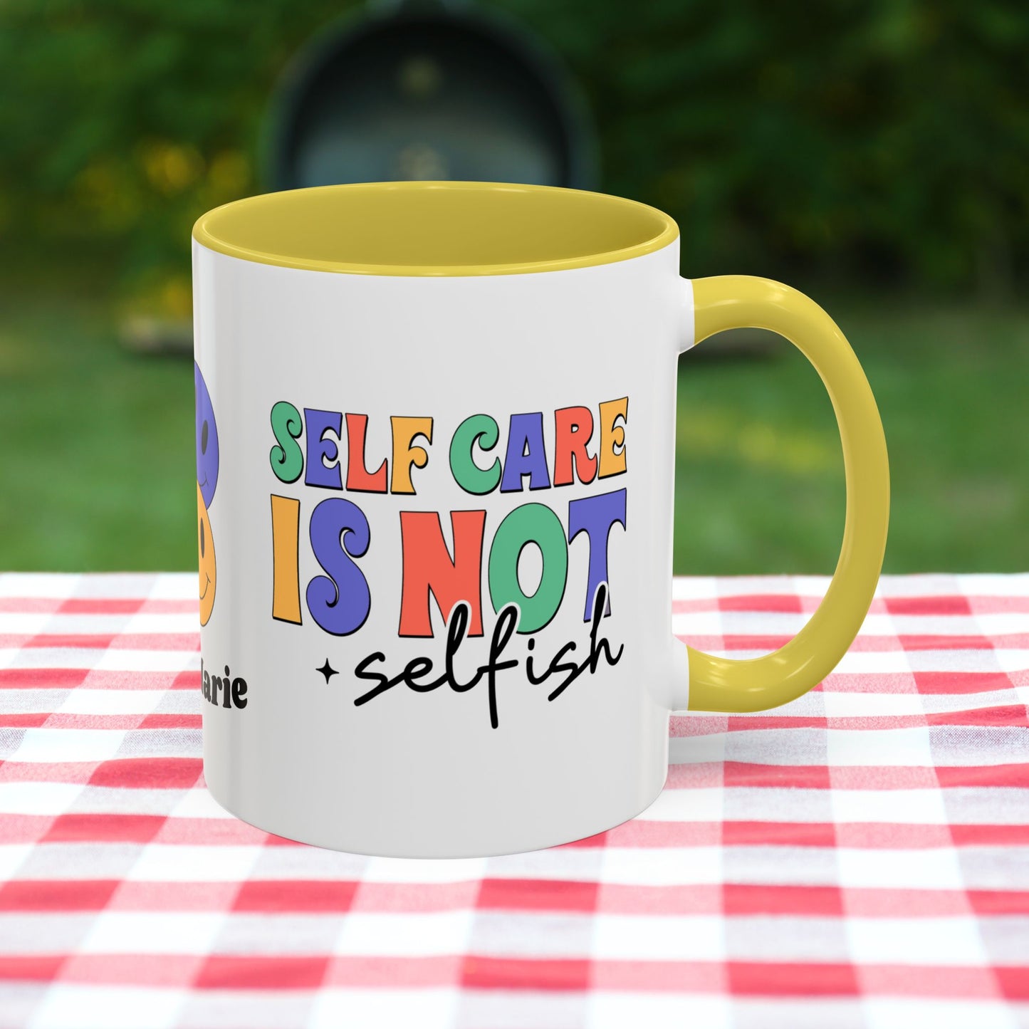 Self-Care is Not Selfish - Personalized Retro Empowering Mental Health Mug for Daily Wellness