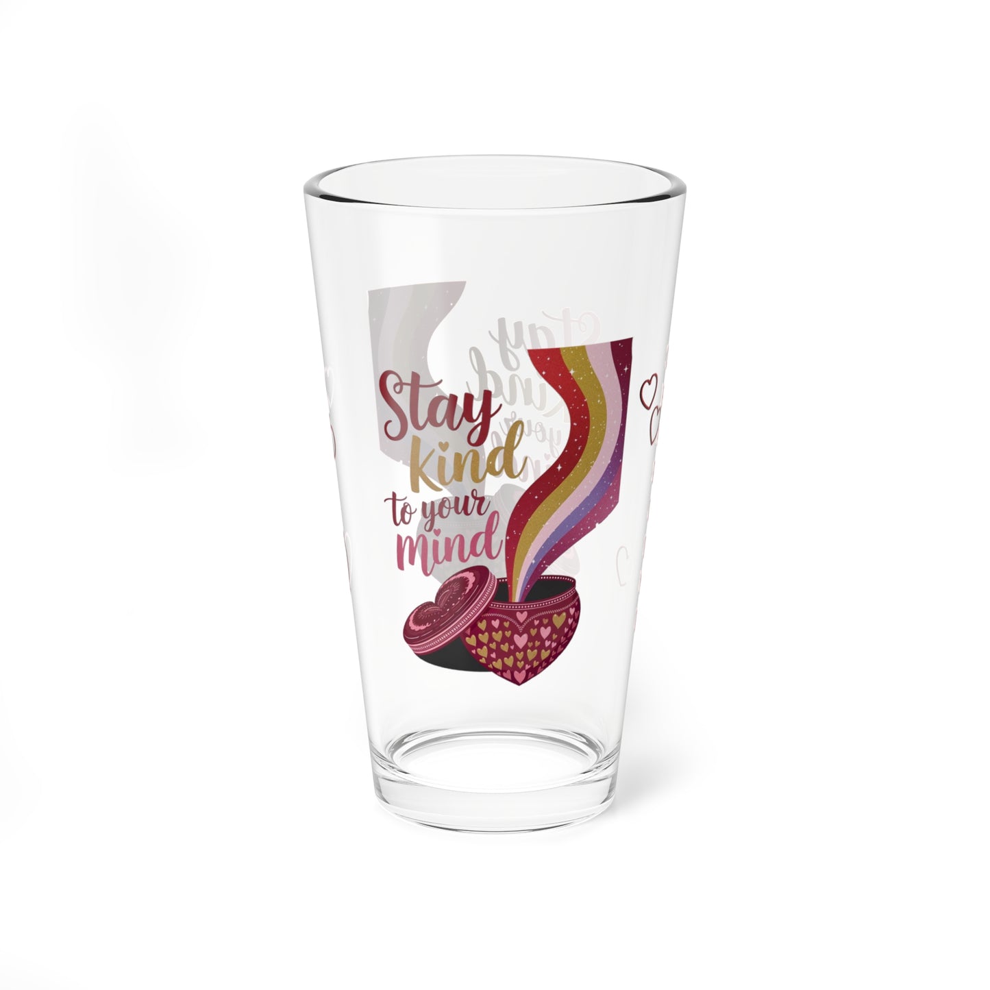 Stay Kind To Your Mind: Personalized Valentine's Day Affirmation Pint Glass – Valentine's Day Self-Care Gift, Mindful Positivity Drinkware
