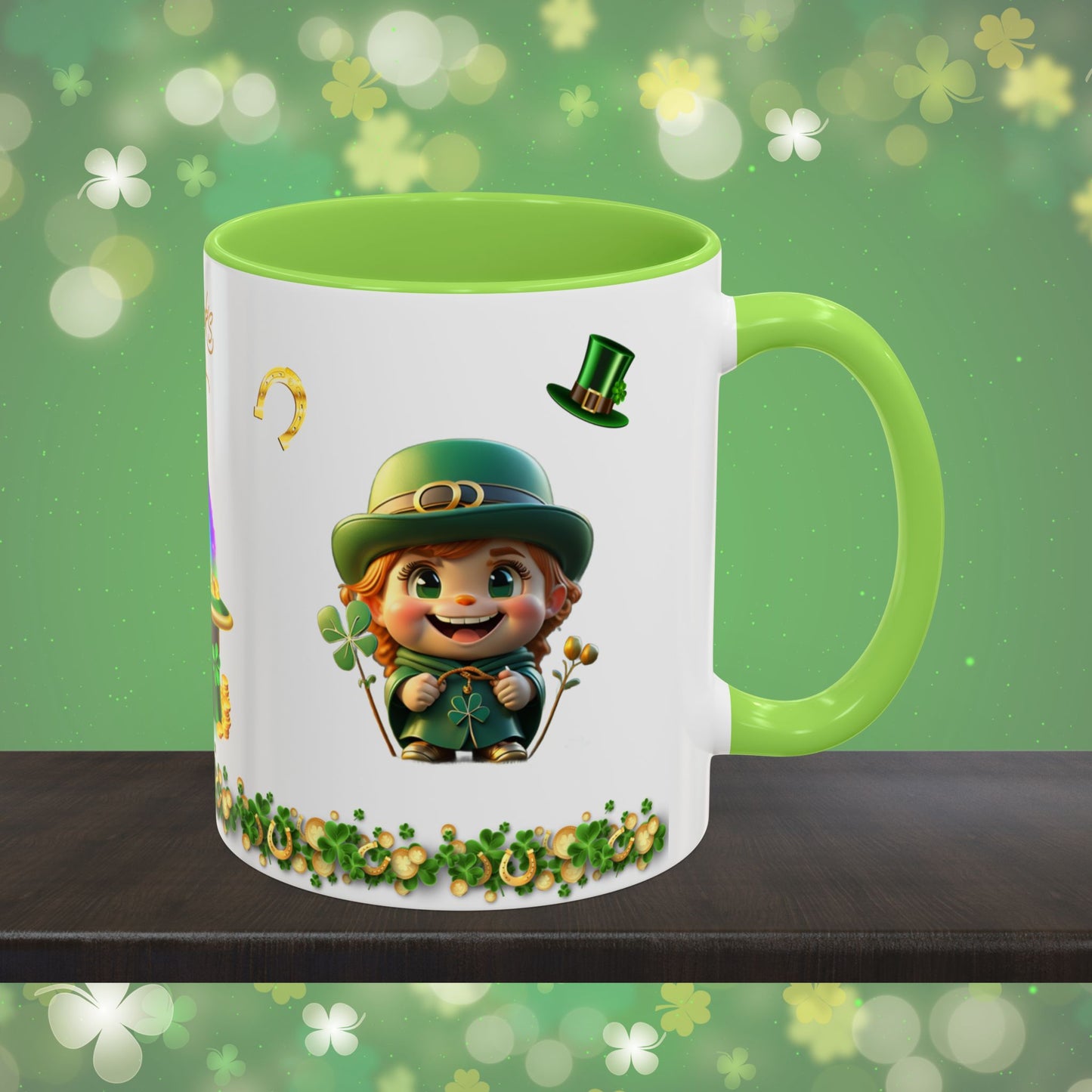 Serendipitous Leprechaun Laughter: St. Patrick's Day Two-Tone Coffee Mug - Festive Ceramic Mug for Positivity & Mindfulness