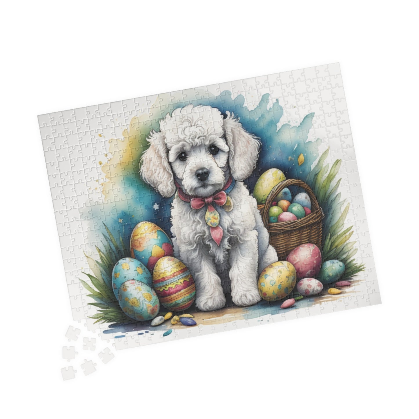 Poodle (White) Easter Puppy Puzzle - Dog Lovers, Mental Health Benefits, Holiday Fun, Mindfulness, Stress Relief, Festive Gift