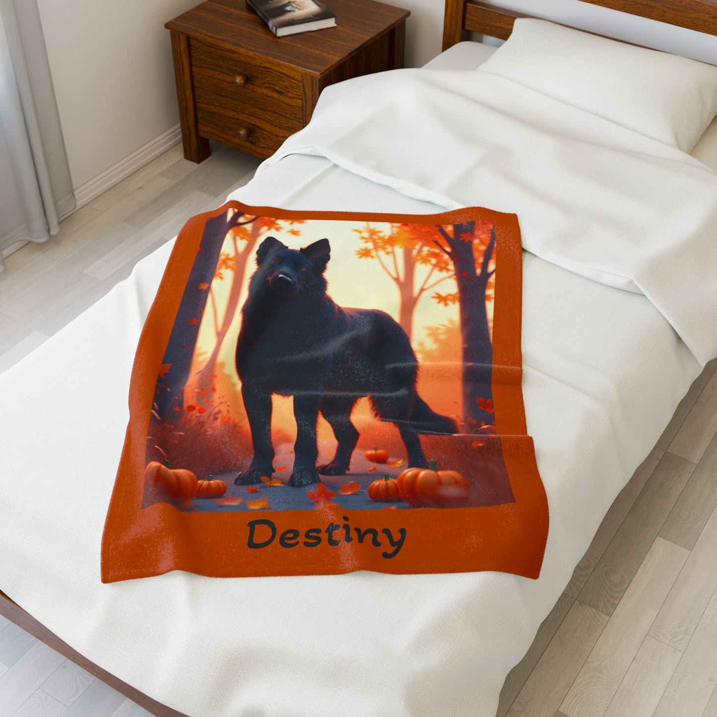 German Shepherd Black Coat Velveteen Blanket, Custom Plush Dog Throw, Personalized GSD Gift