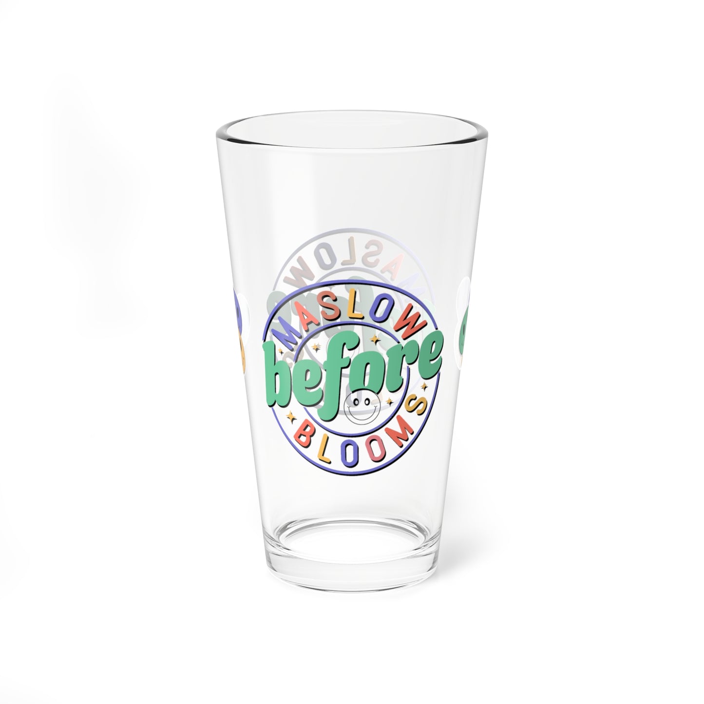Maslow Before Blooms retro pint glass for educators with personalized wellness quote