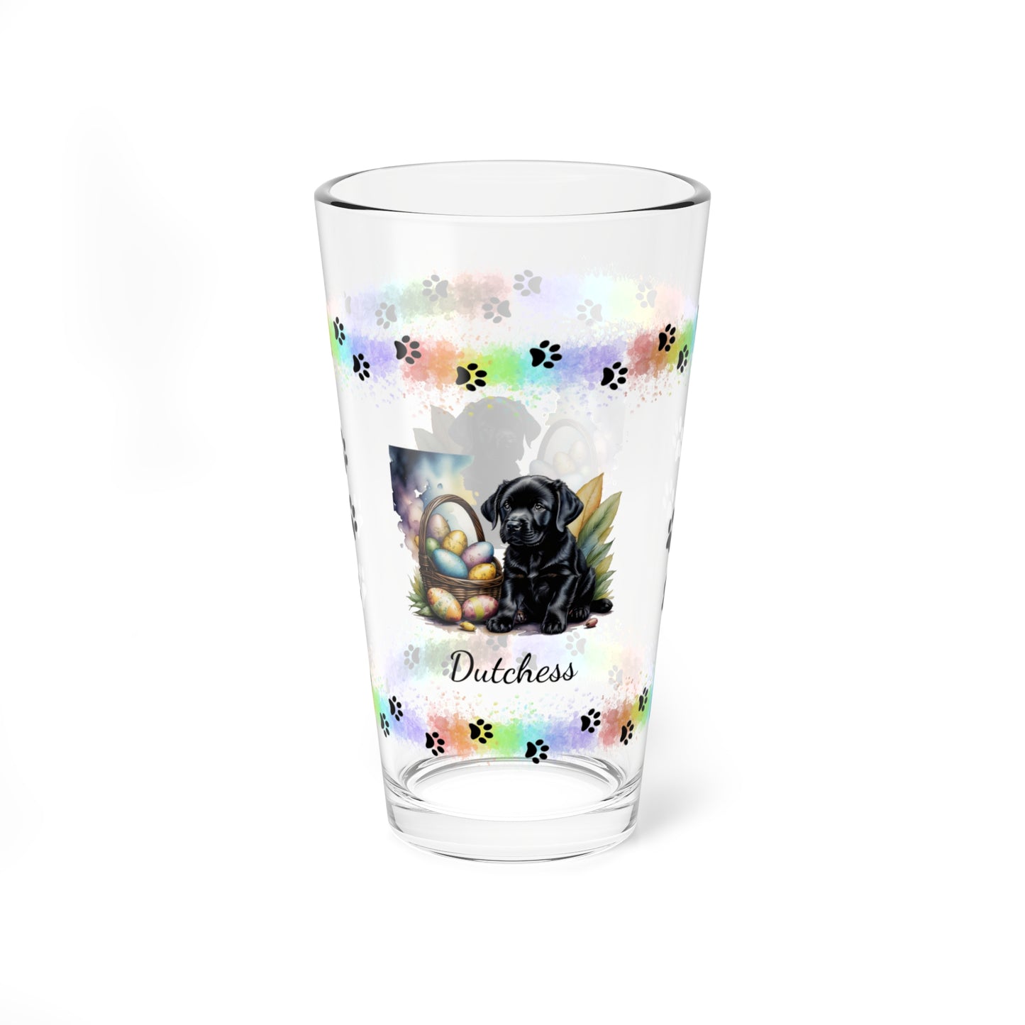 Black Labrador Personalized Easter Puppy 16oz Pint Glass - Custom Dog Design, Mental Health Gift, Easter Décor, and Festive Celebrations