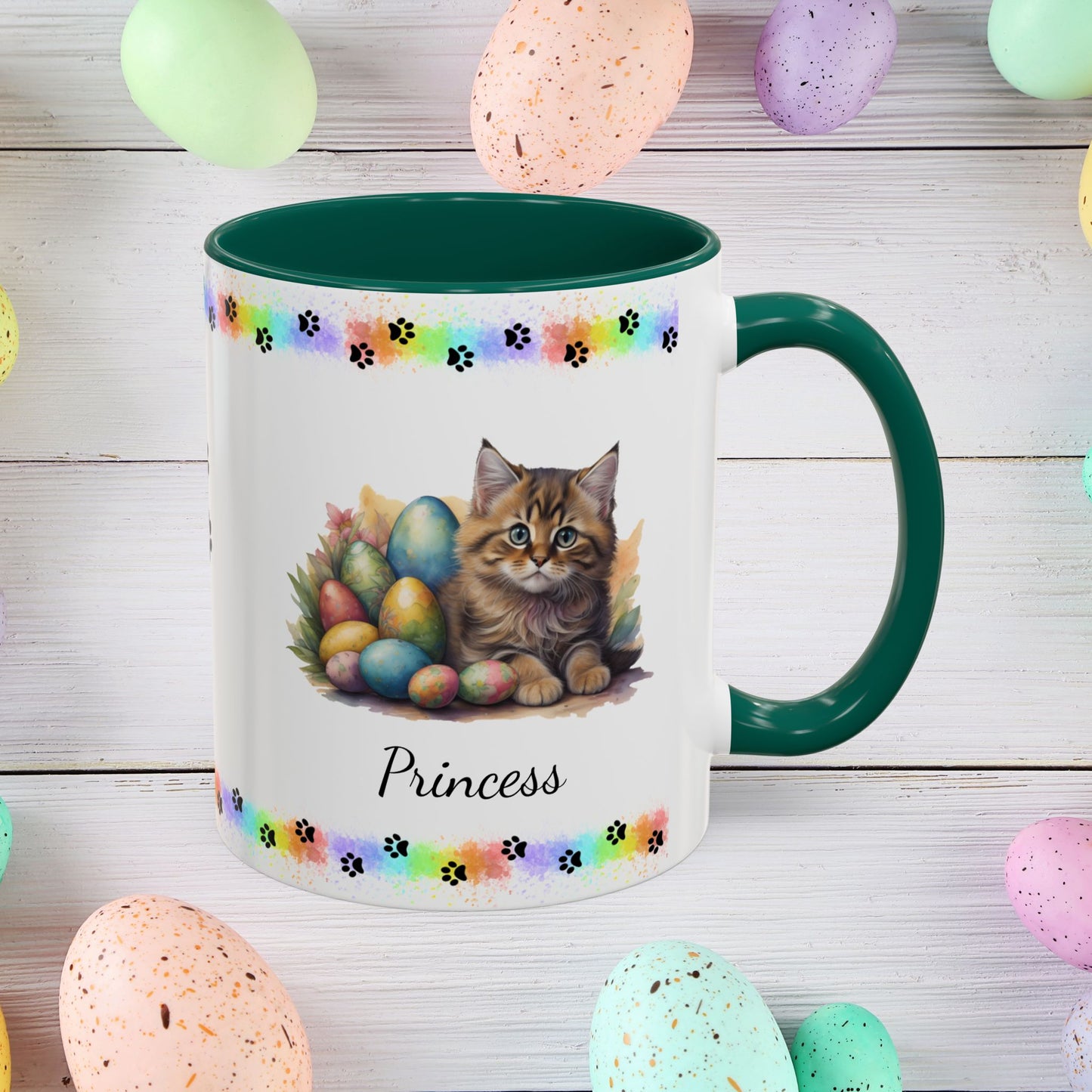 Siberian: Personalized Easter Kitten Coffee Mug - Adorable Cat Design, Mental Health Gift, 11oz & 15oz, 12 Color Choices, Easter Gifts & Décor