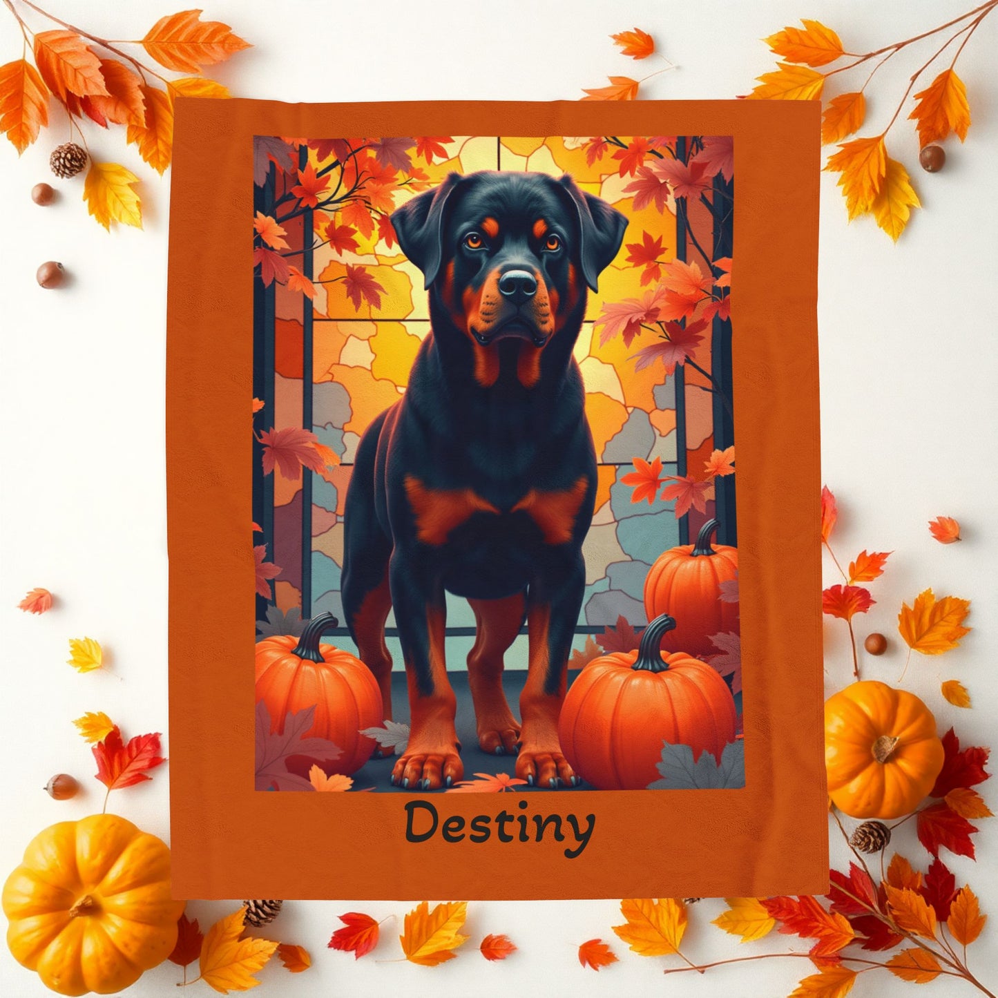 Black and Rust Rottweiler velveteen plush blanket, cozy personalized dog throw for loyal Rottie fans - MySisterIsASurvivor
