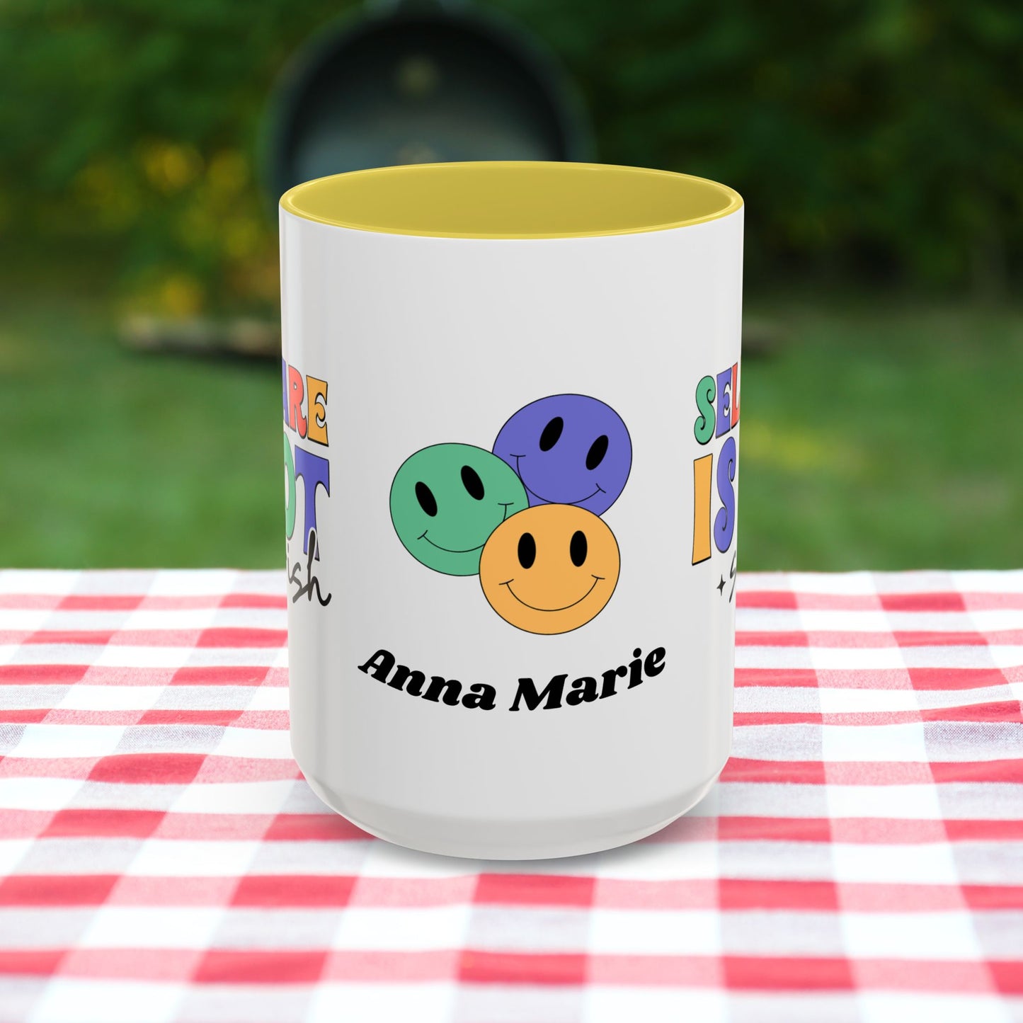 Self-Care is Not Selfish - Personalized Retro Empowering Mental Health Mug for Daily Wellness