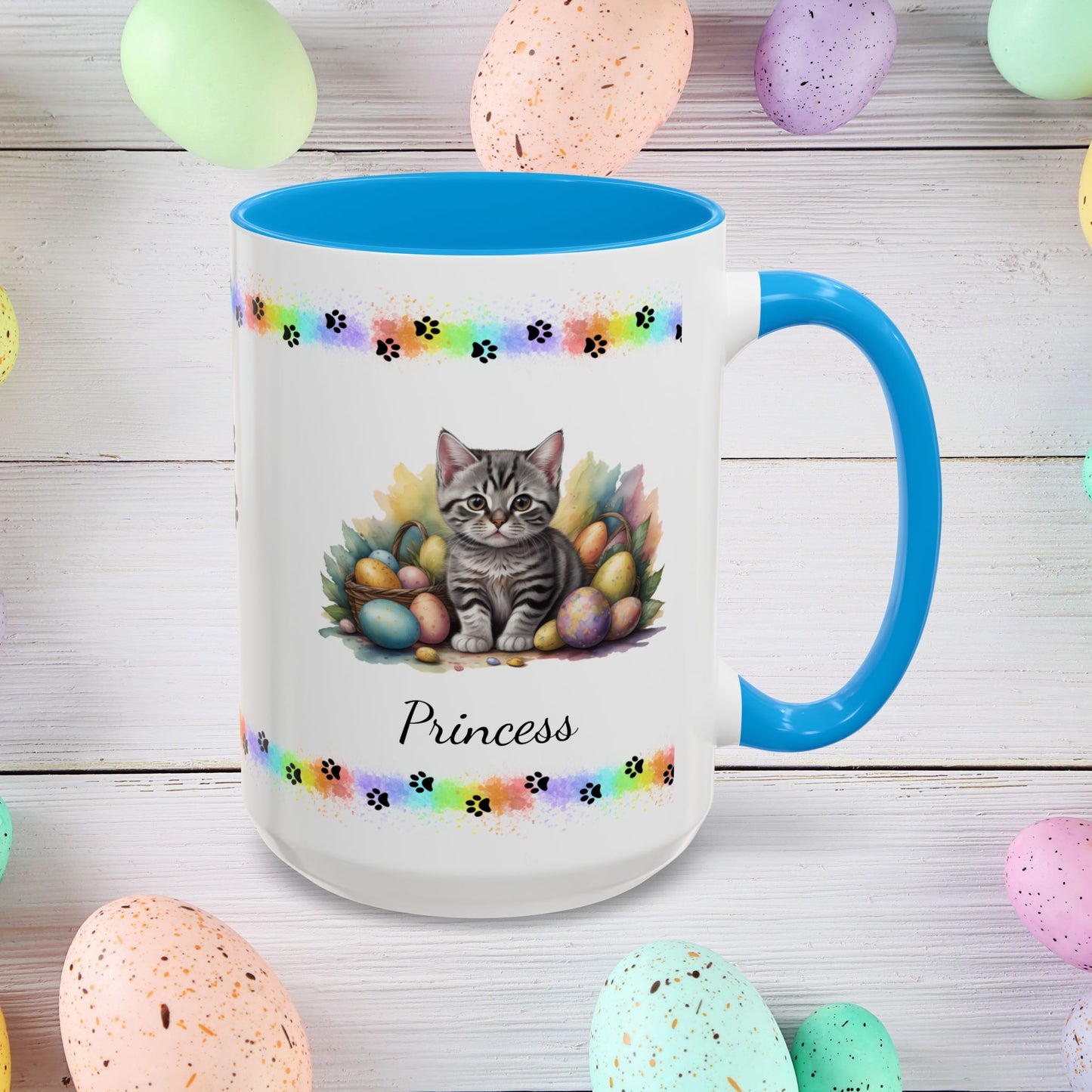 American Shorthair Easter kitten coffee mug, personalized cute cat gift for mental health support, cozy drinkware