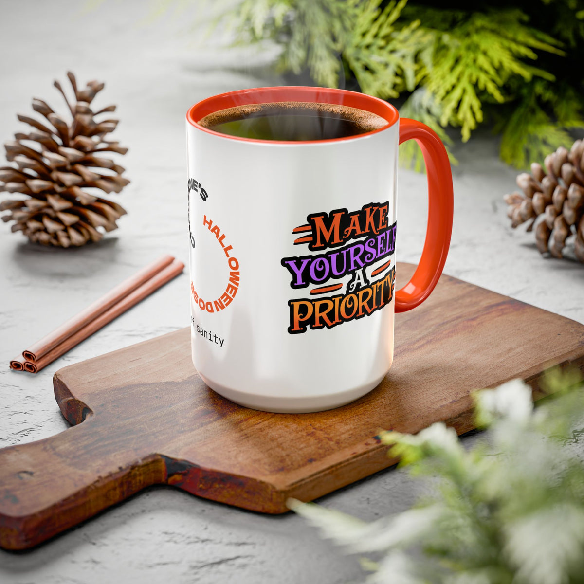 Make Yourself a Priority - Personalized Halloween Mug for Caregivers & Boundary Setters