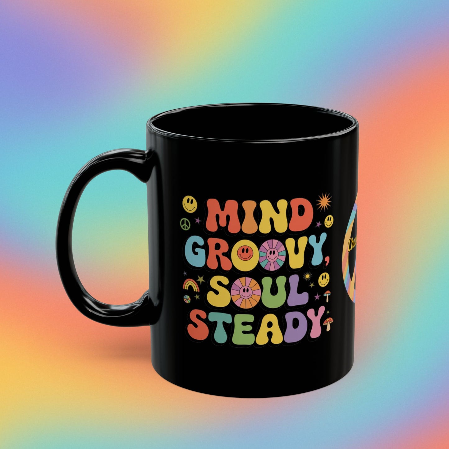 Mind Groovy, Soul Steady mug, empowering self-love gift with positive affirmations - MySisterIsASurvivor