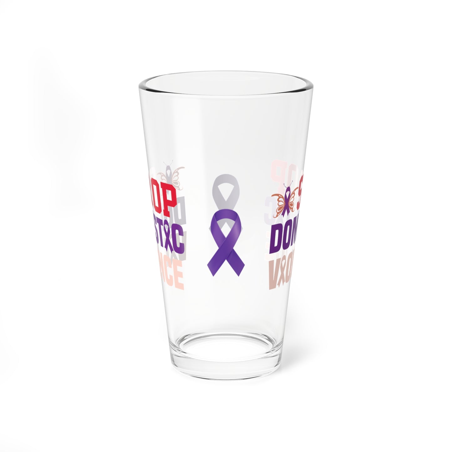 Stop Domestic Violence awareness pint glass with strong message