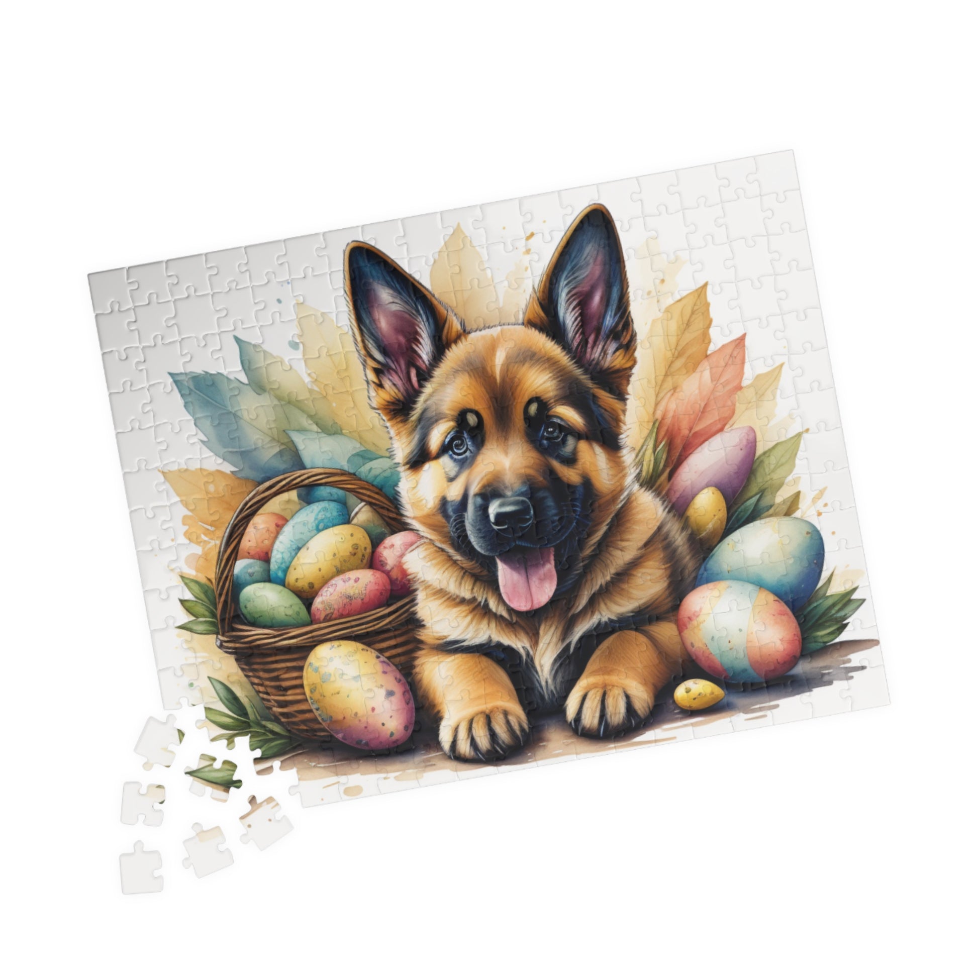 German Shepherd (Saddle) Easter Puppy Puzzle - Dog Lovers, Mental Health Benefits, Holiday Fun, Mindfulness, Stress Relief, Festive Gift