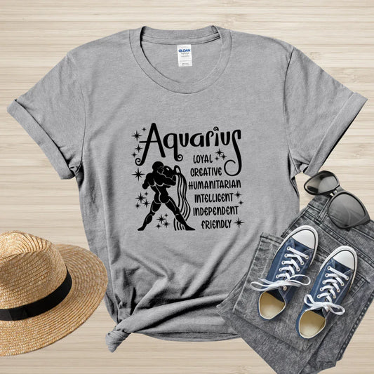 Aquarius Zodiac T-Shirt, astrology horoscope tee, Aquarius birthday shirt gift for men or women