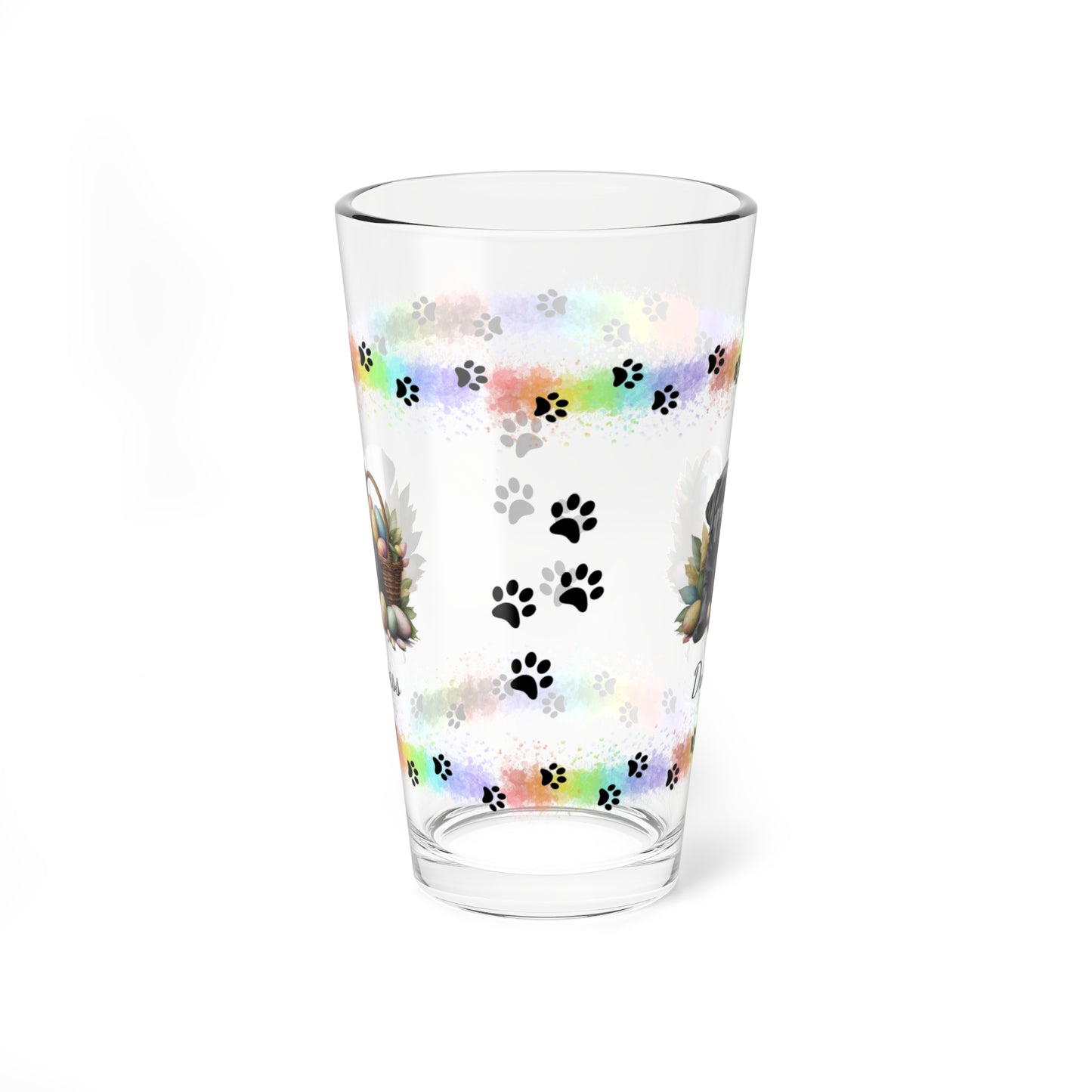 Newfoundland (Black) Personalized Easter Puppy 16oz Pint Glass - Custom Dog Design, Mental Health Gift, Easter Décor, and Festive Celebrations